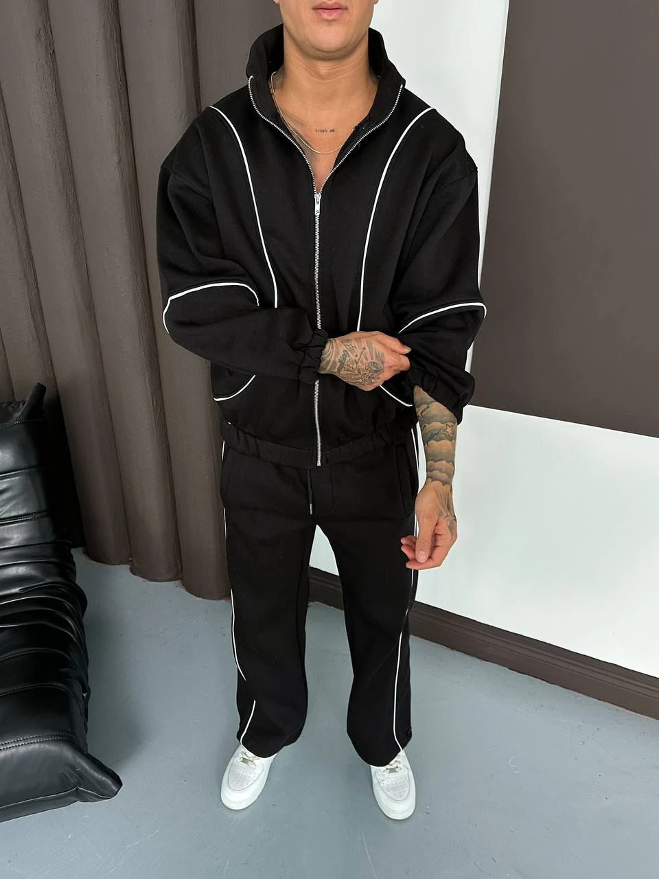 SİYAH BEYAZ BİYELİ RETRO TAKIM 