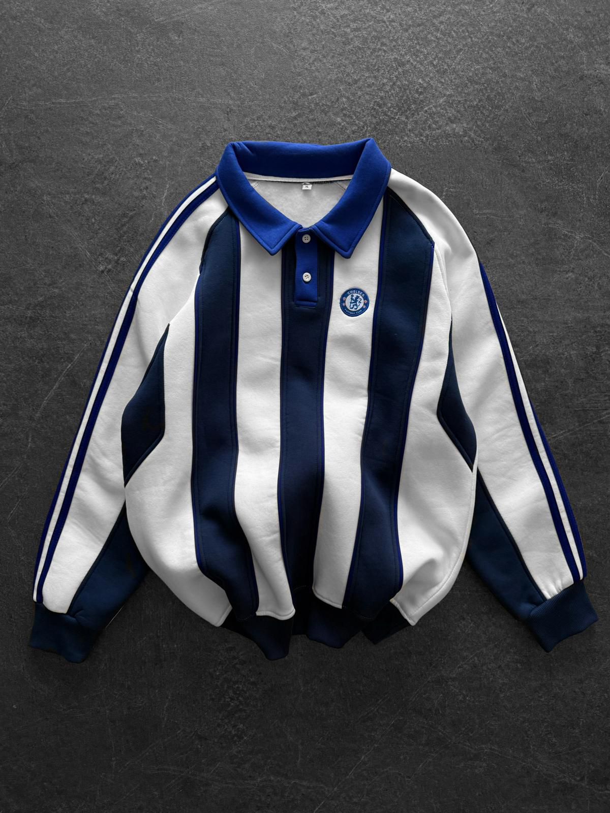 Chelsea Çizgili Sweat - Lacivert Beyaz