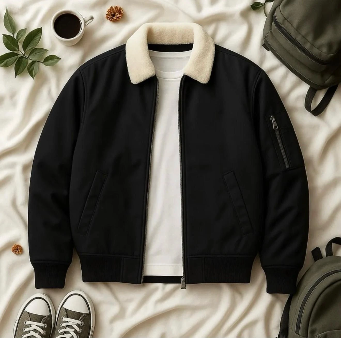 YAKASI PELUŞ İÇİ ASTARLI CEKET