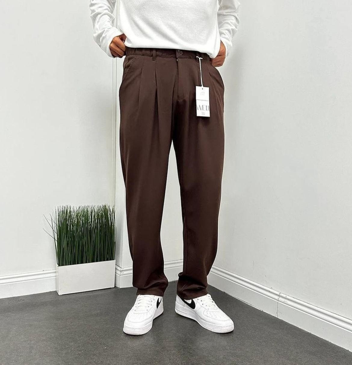 Keten Kumaş Baggy Pantalon