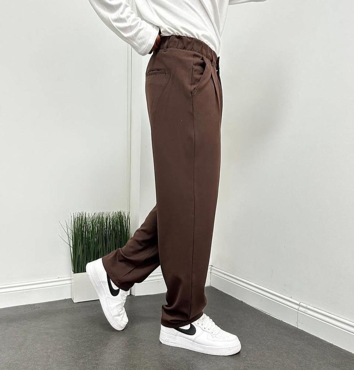 Keten Kumaş Baggy Pantalon