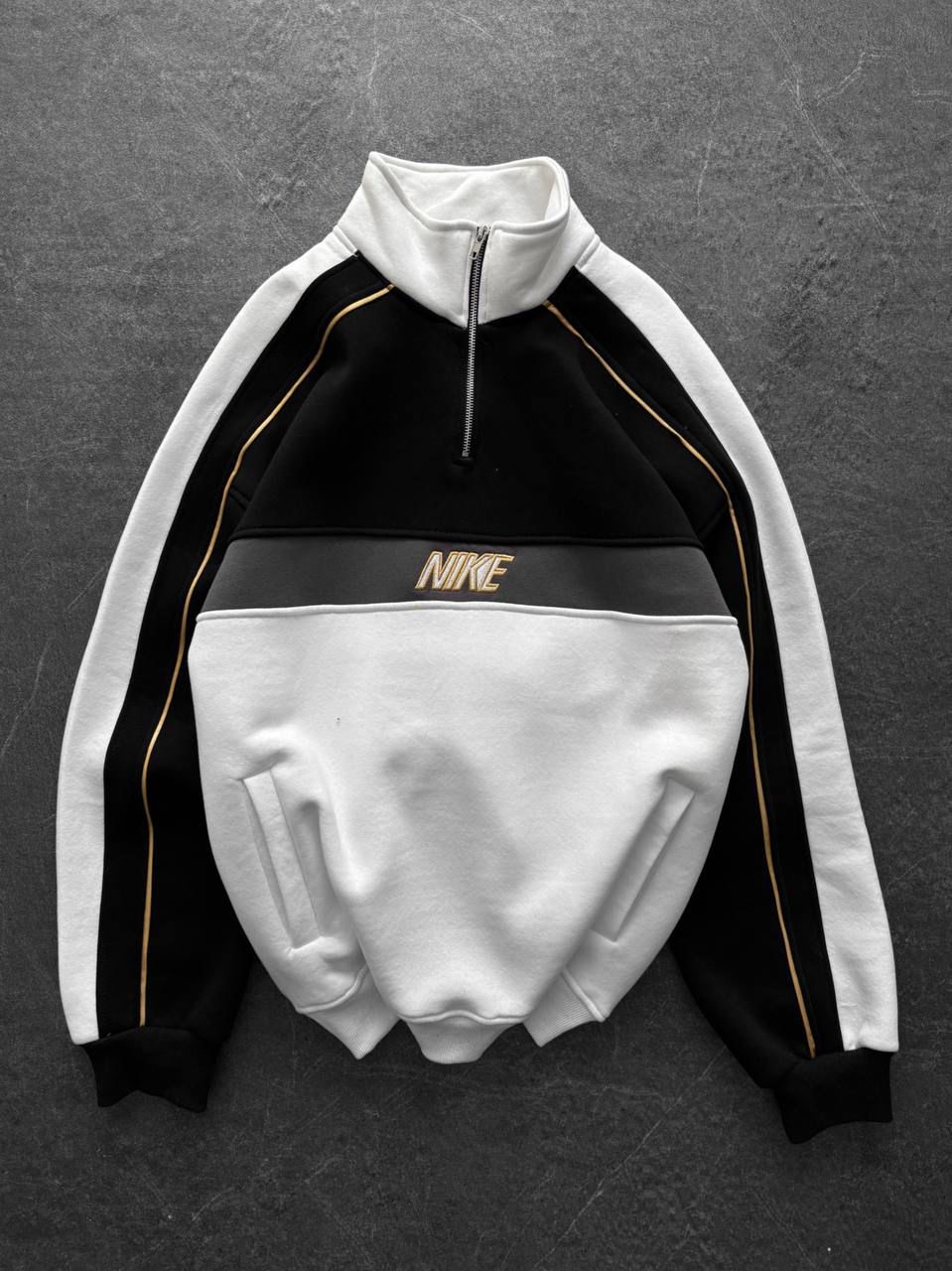 NIKE baskılı yarım fermuar sweat - siyah