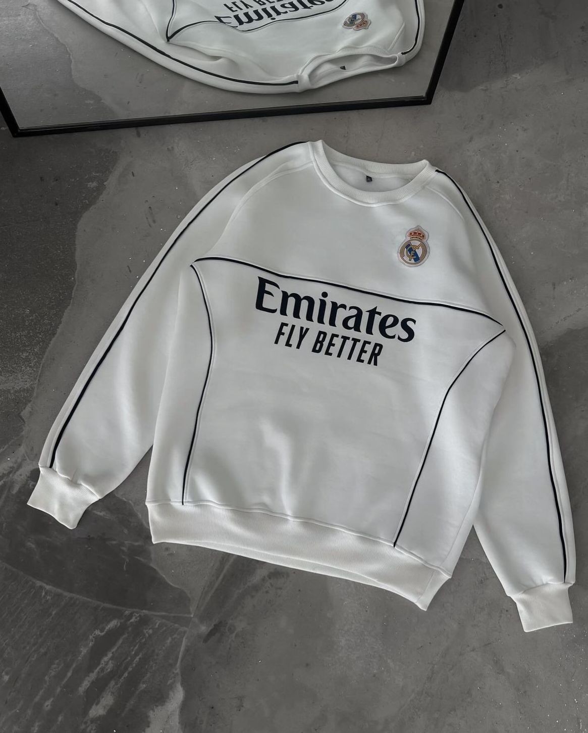 Biyeli Real Madrid Sweatshirt - Beyaz