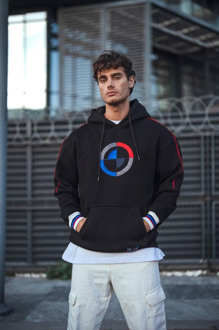 BMW Kapşonlu Sweatshirt - Siyah