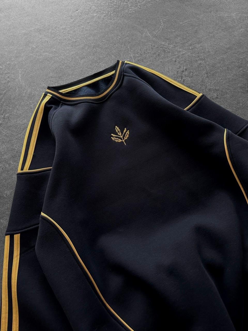 Retro gold şeritli sweat - siyah