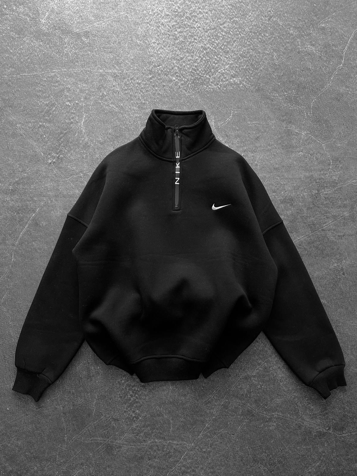 NIKE Yarım Fermuar Sweat - Siyah