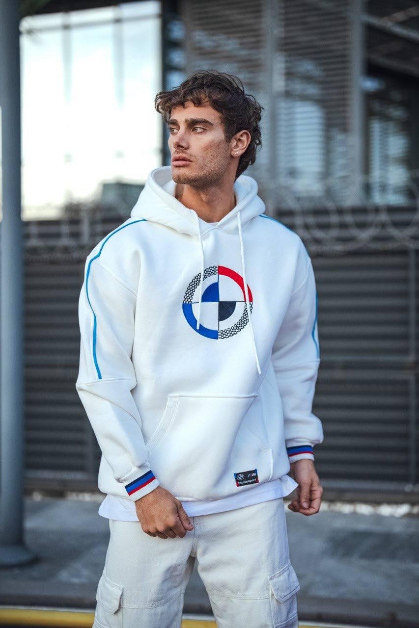 BMW Kapşonlu Sweatshirt - Beyaz