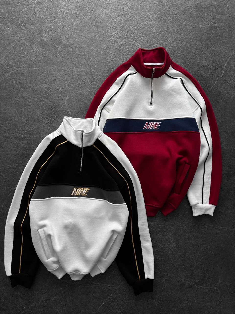 NIKE baskılı yarım fermuar sweat - siyah