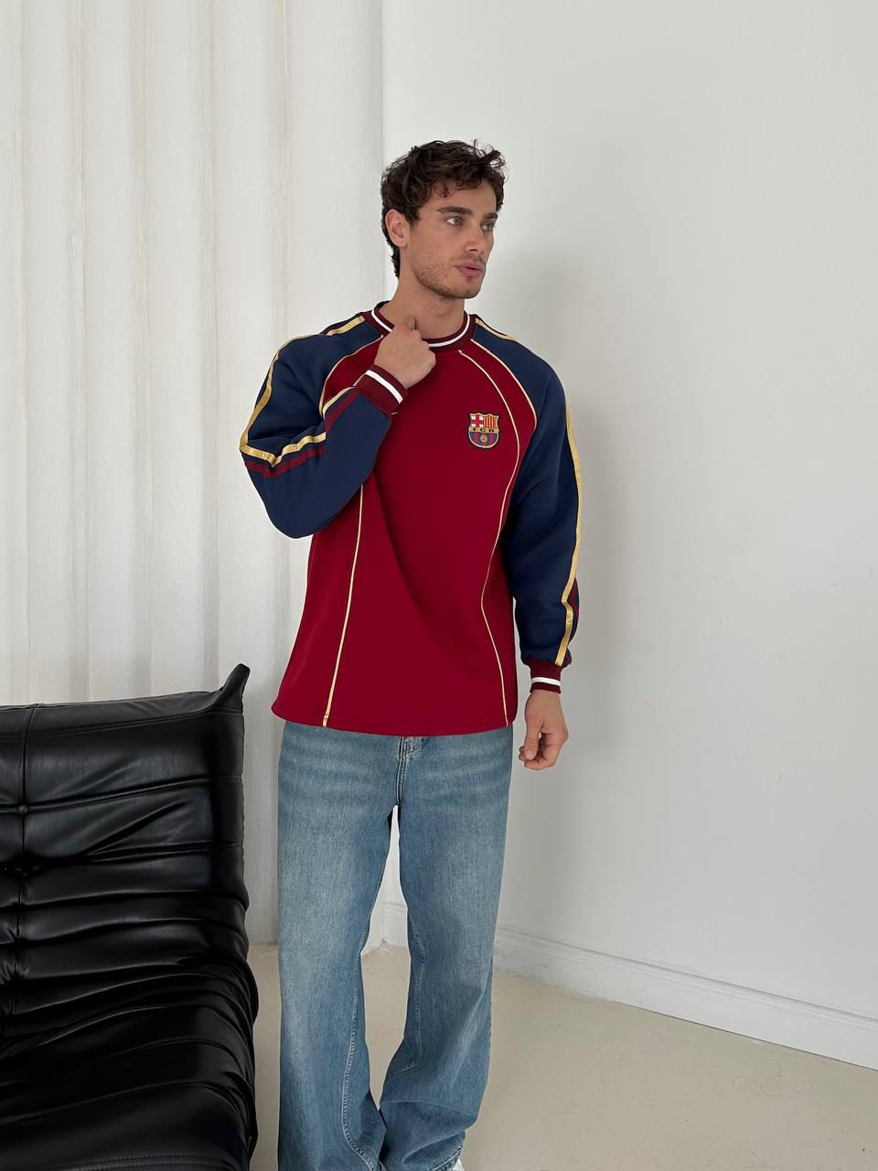 FCB Sarı çizgili Sweat - Bordo
