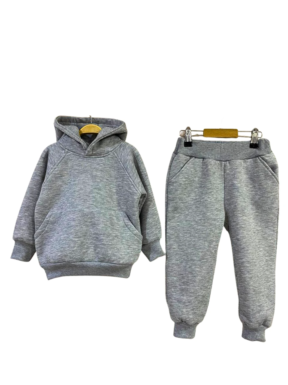 Tavşan Kulak Kapüşonlu Sweat Alt Üst Takım Gri Renk 1-6 Yaş Arası %100 Pamuk