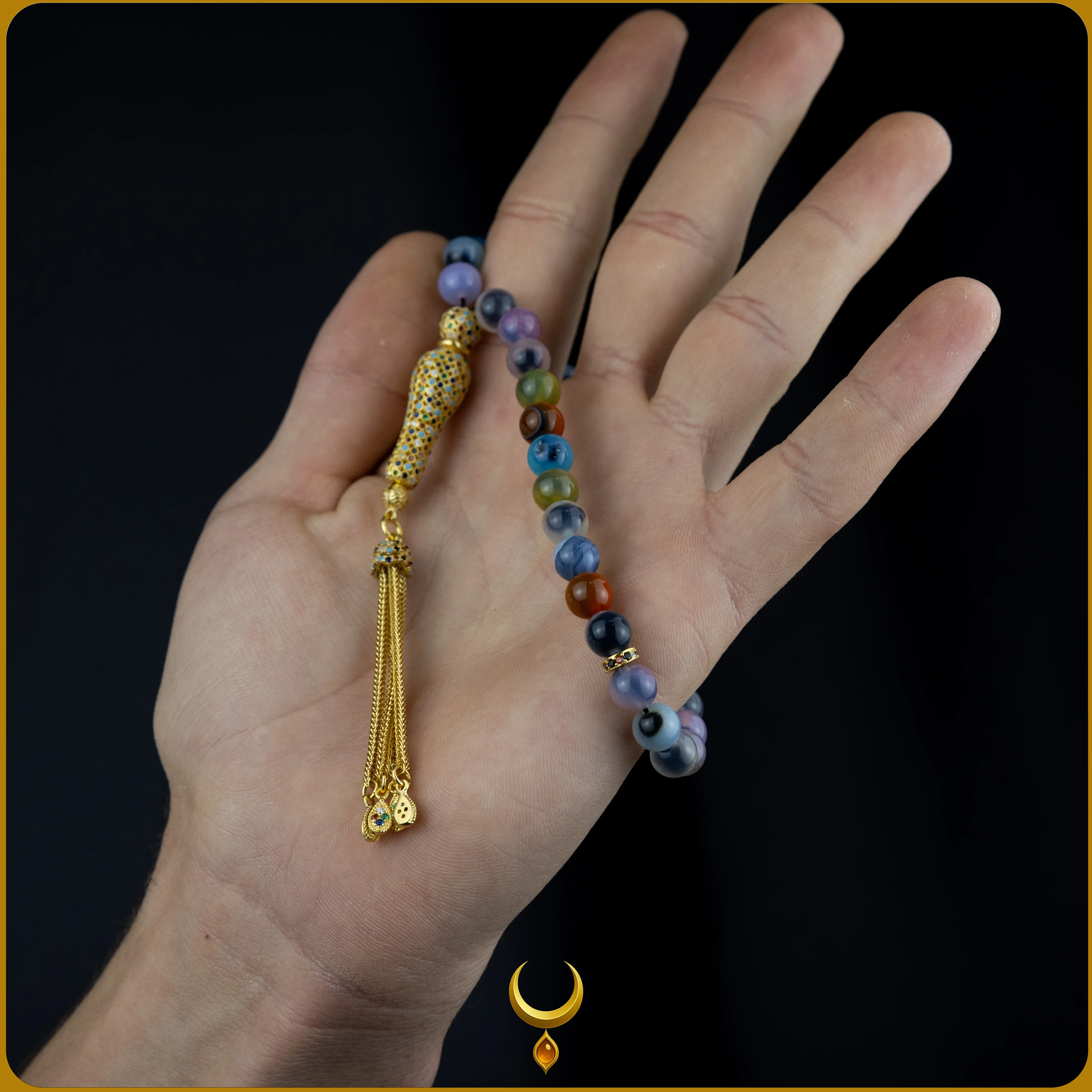 RENKLİ MİNE İŞLEMELİ 925 AYAR GOLD GÜMÜŞ PÜSKÜLLÜ ZİLKON DOĞAL TAŞ TESBİH