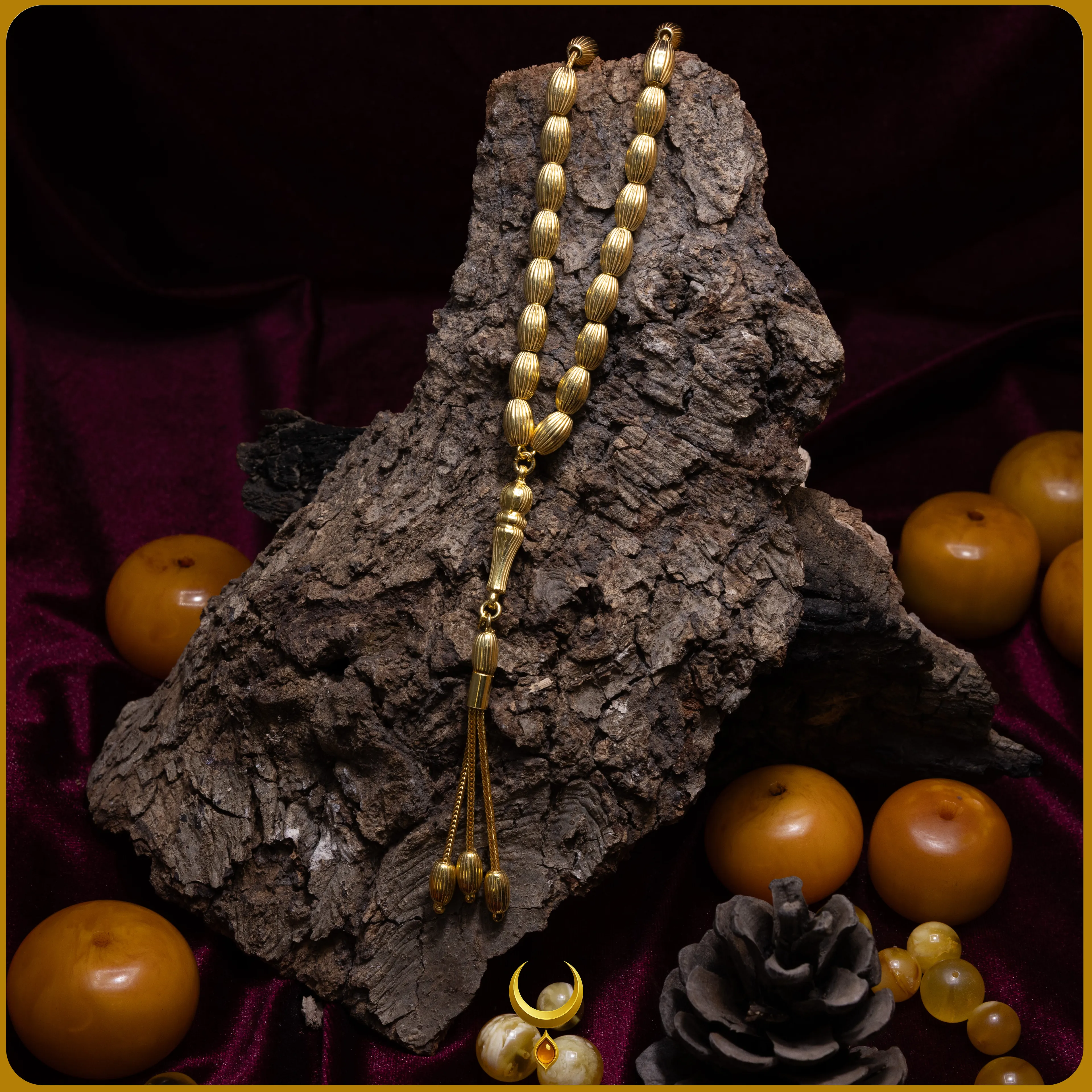 ARPA KESİM DÜZ ÇİZGİ MODELİ GOLD 925 AYAR GÜMÜŞ TESBİH