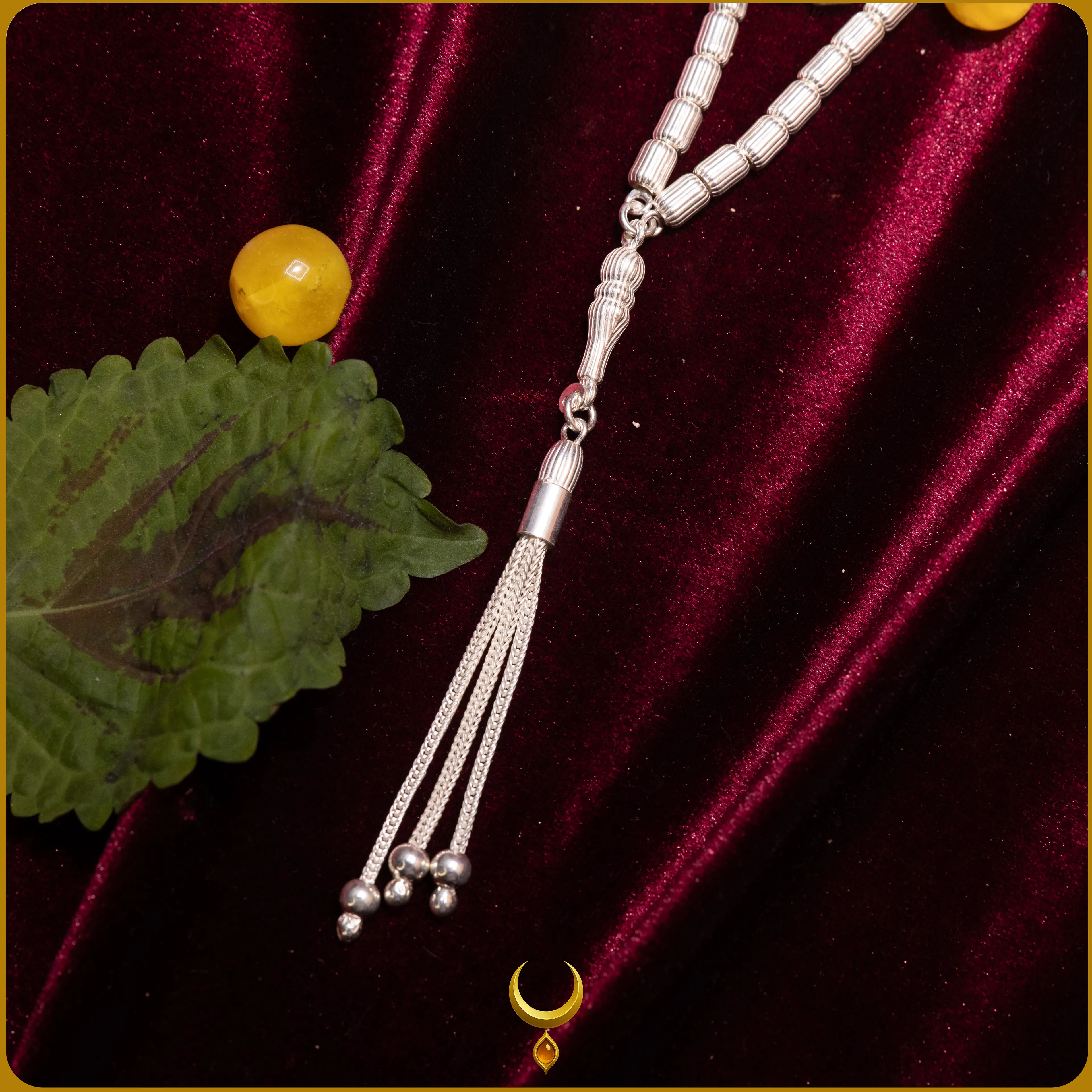 KAPSÜL KESİM DÜZ ÇİZGİ MOTİFLİ 925 AYAR GÜMÜŞ TESBİH