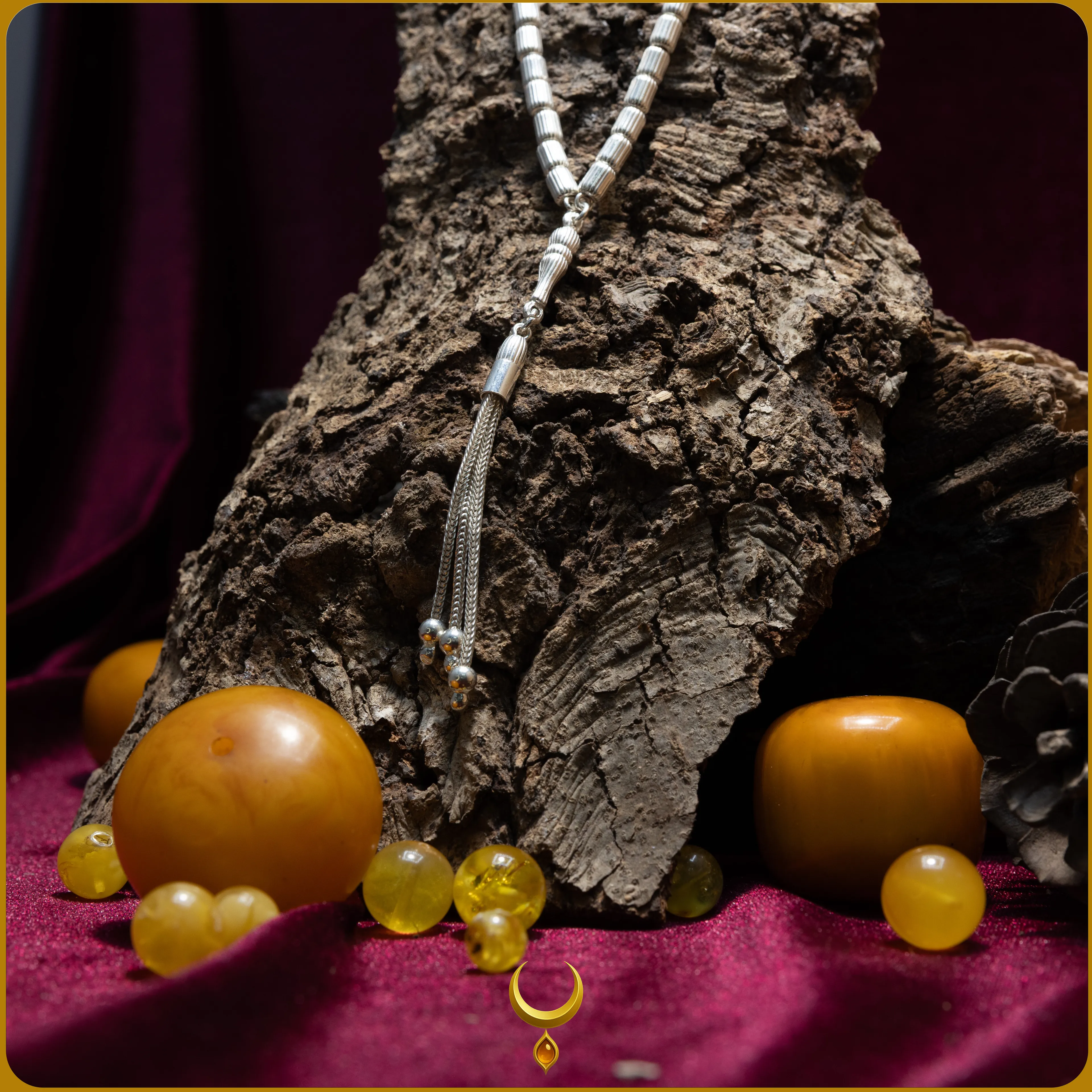 KAPSÜL KESİM DÜZ ÇİZGİ MOTİFLİ 925 AYAR GÜMÜŞ TESBİH