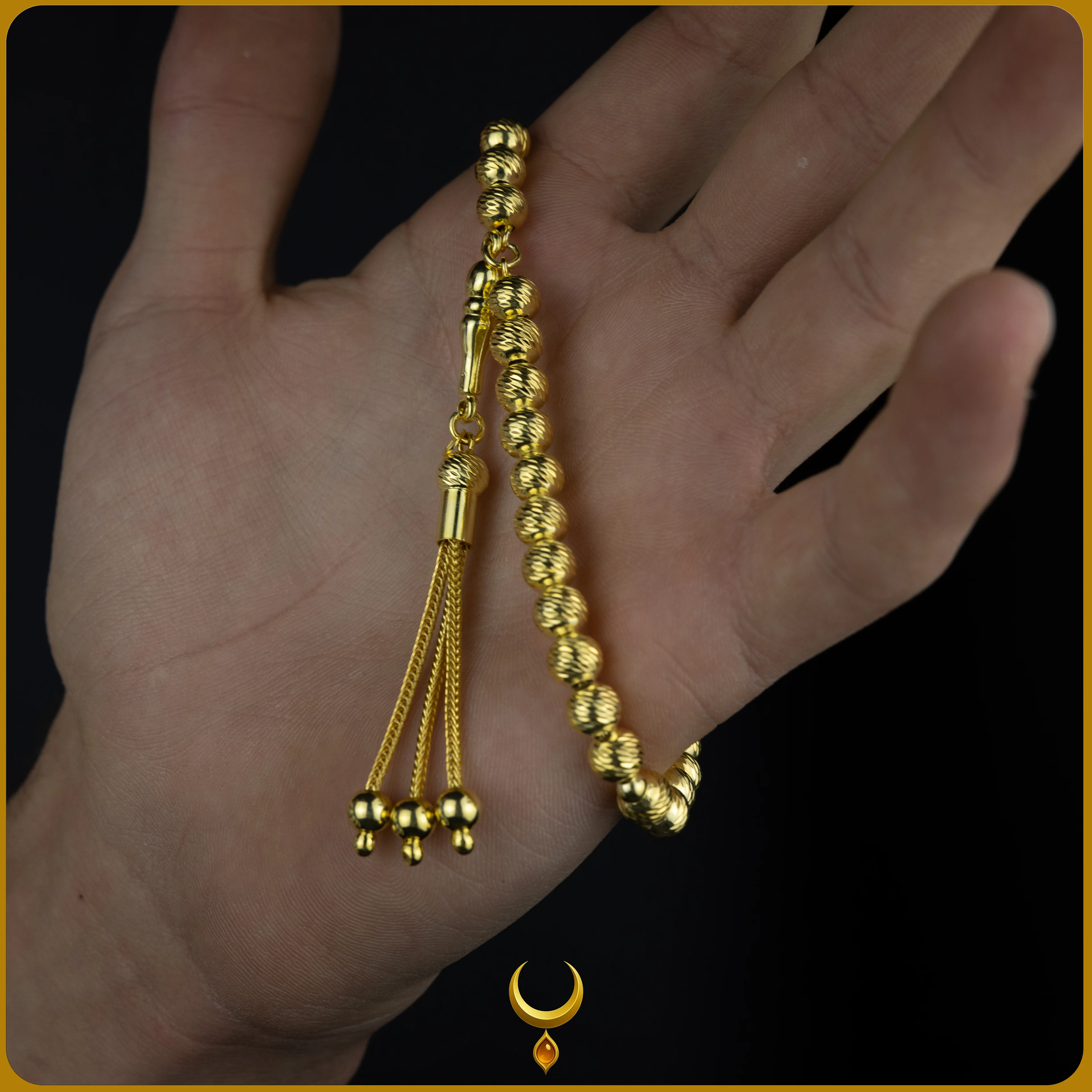 FASETA KESİM KÜRE MODEL GOLD 925 AYAR GÜMÜŞ TESBİH