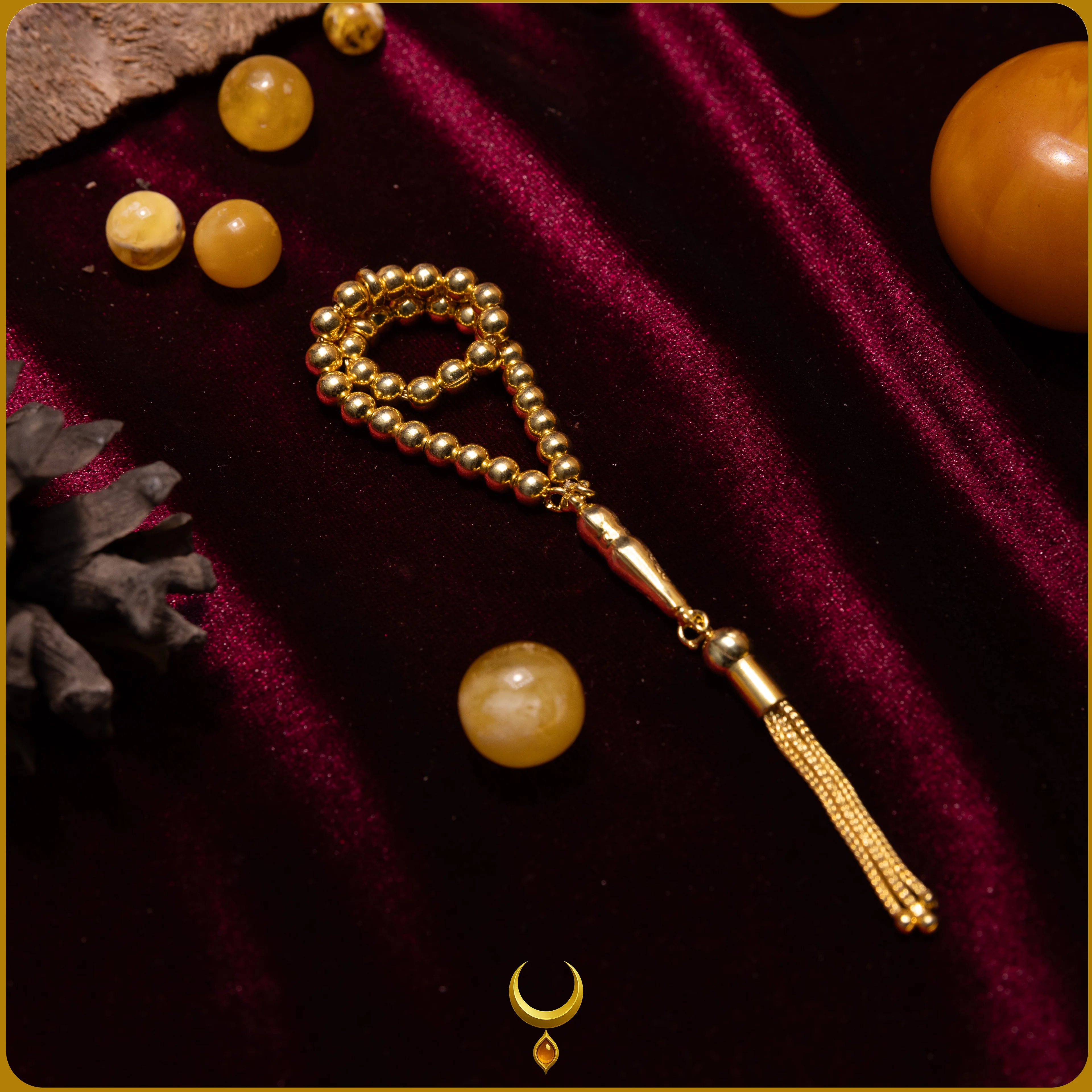 KÜRE KESİM GOLD 925 AYAR GÜMÜŞ TESBİH