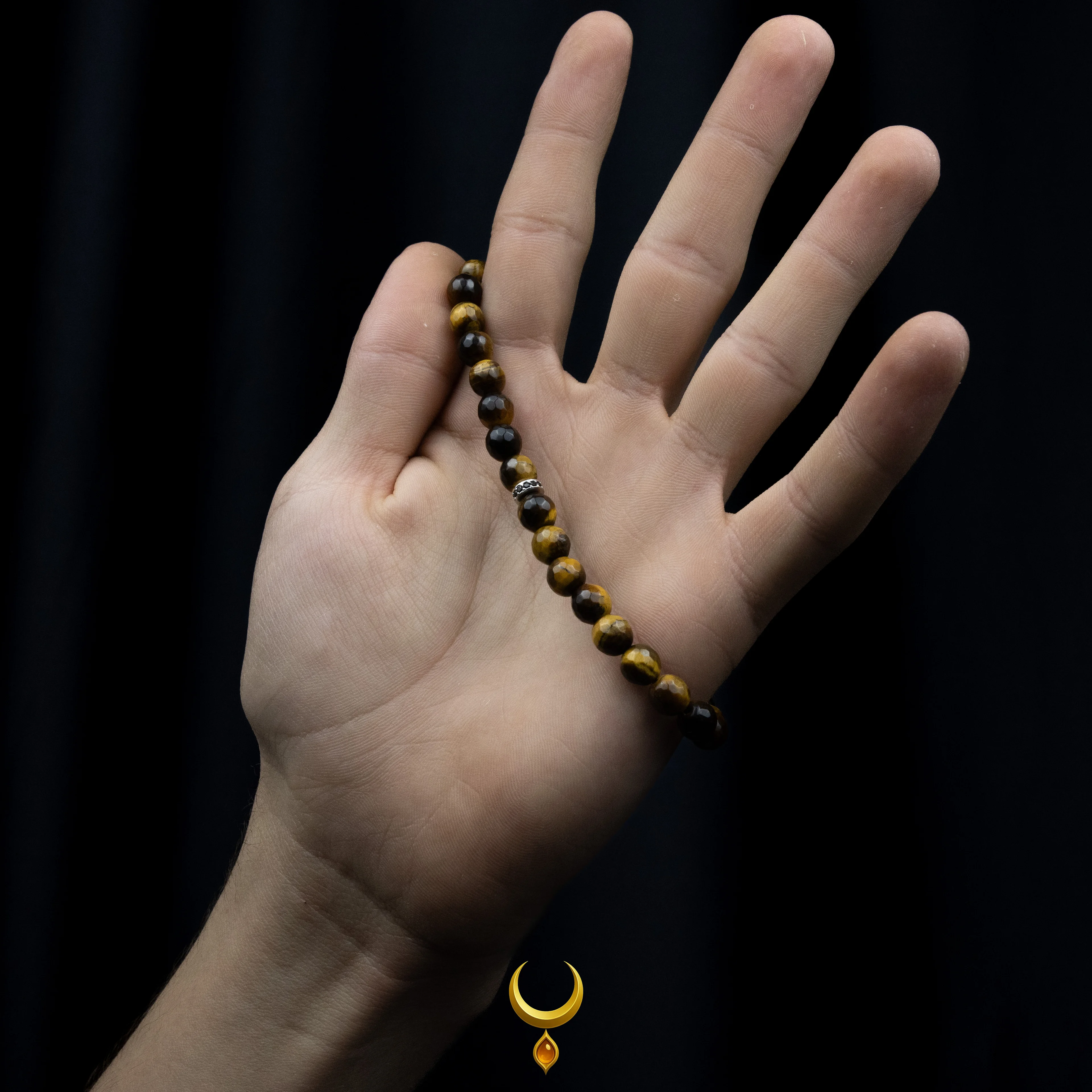 ZİRKON İŞLEMELİ 925 AYAR GÜMÜŞ PÜSKÜLLÜ KAPLAN GÖZÜ DOĞAL TAŞ TESBİH