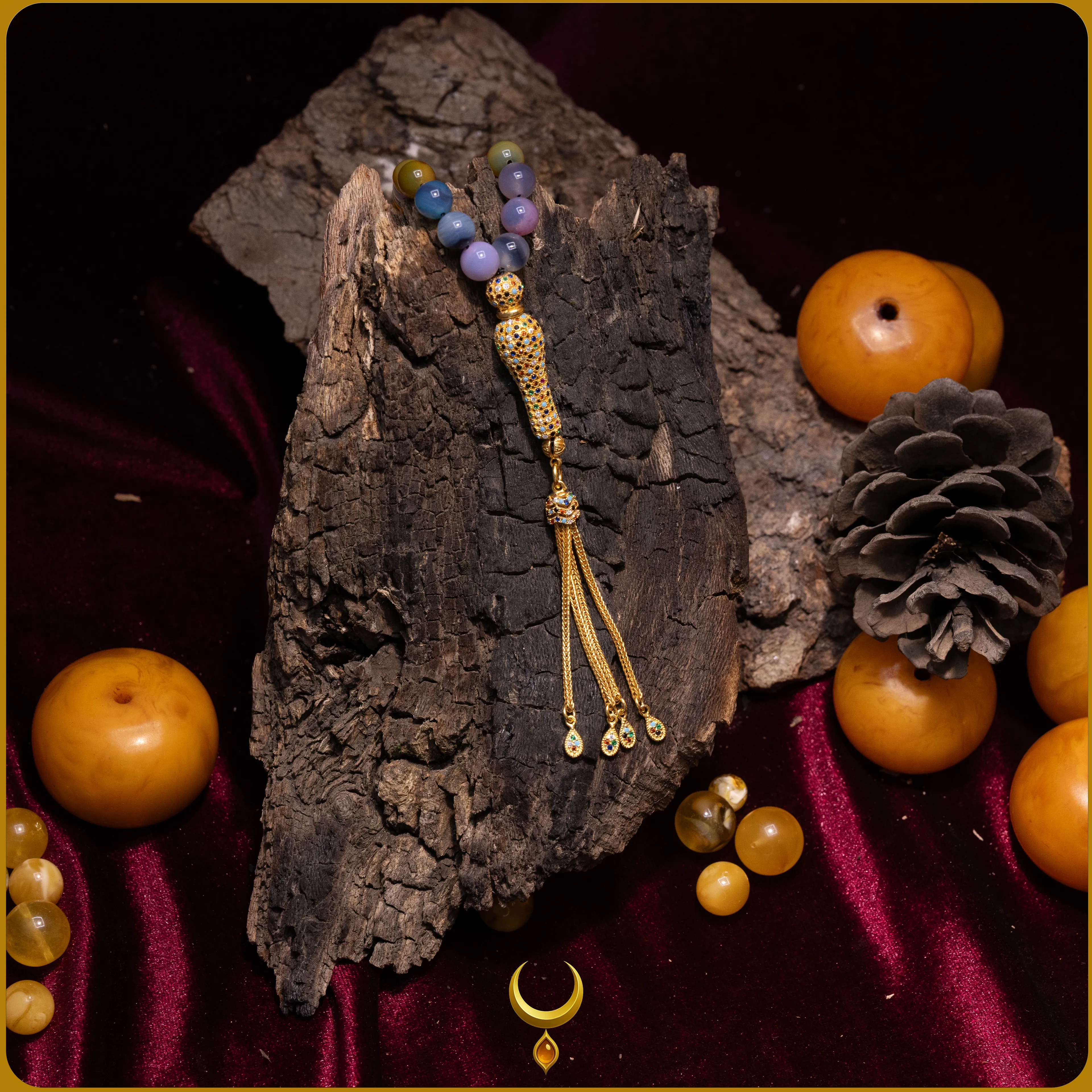 RENKLİ MİNE İŞLEMELİ 925 AYAR GOLD GÜMÜŞ PÜSKÜLLÜ ZİLKON DOĞAL TAŞ TESBİH