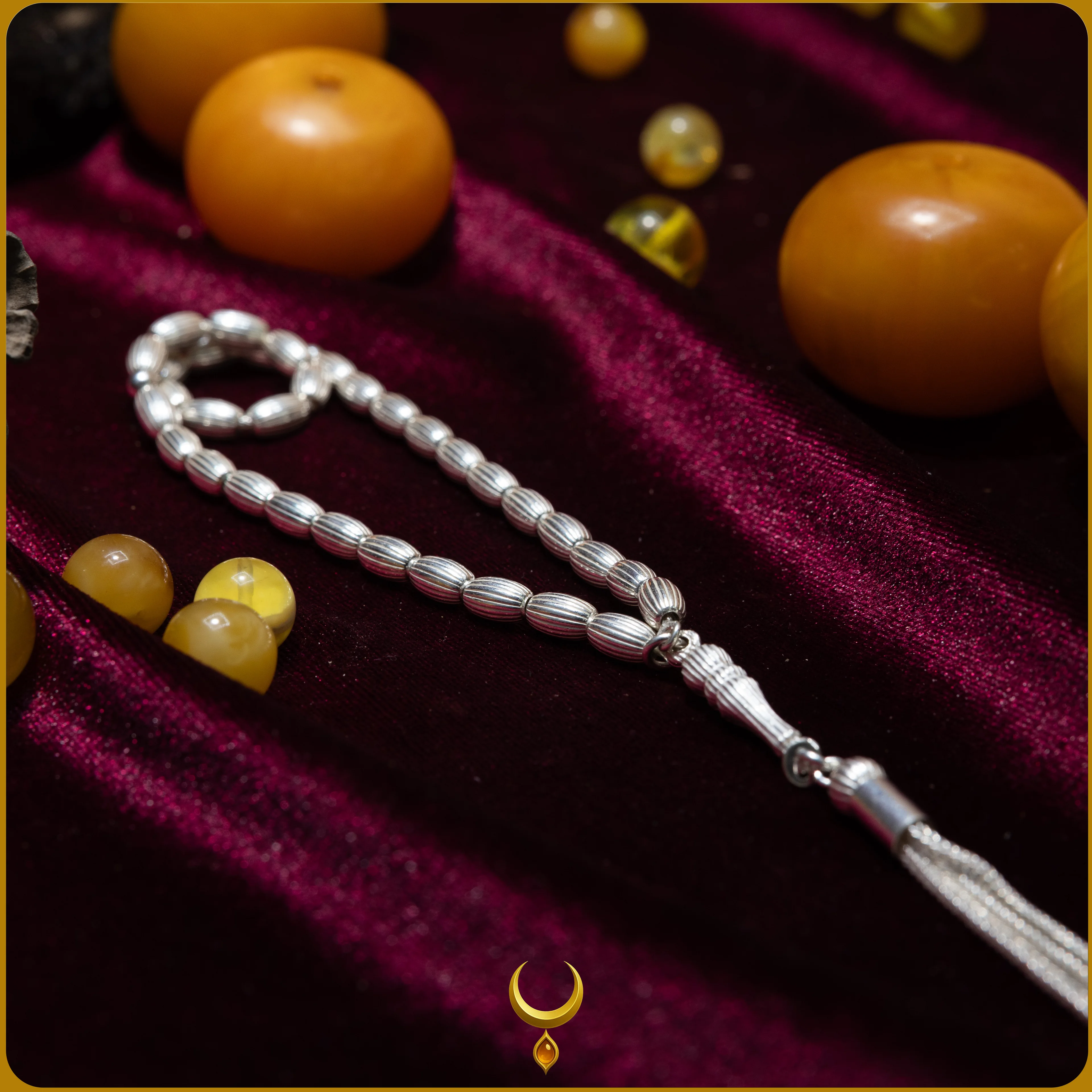 ARPA KESİM DÜZ ÇİZGİ MOTİFLİ 925 AYAR GÜMÜŞ TESBİH 