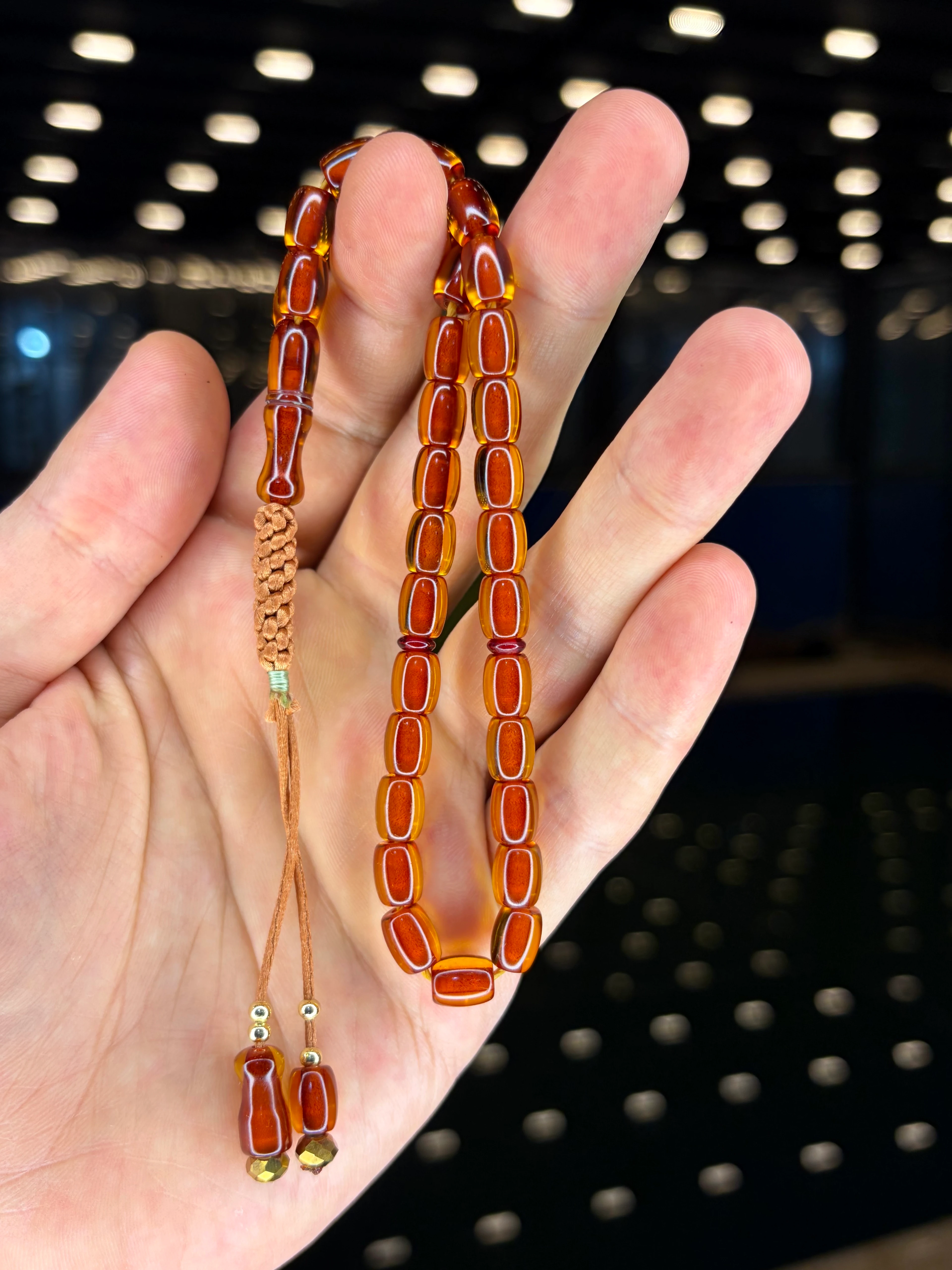 EL İŞÇİLİĞİ ÖRGÜLÜ KAPSÜL KESİM ATEŞ KEHRİBAR TESBİH