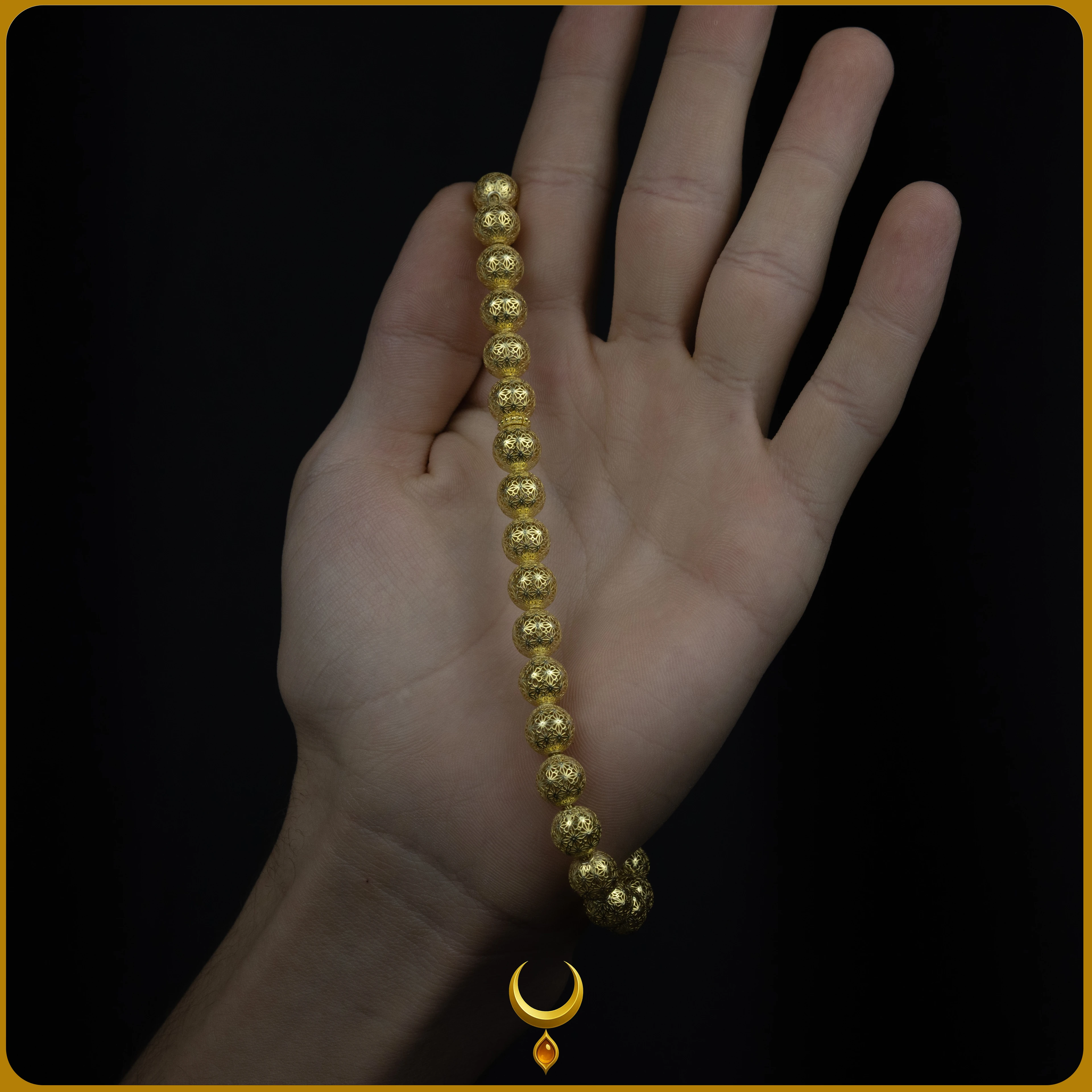 KÜRE KESİM TELKARİ MODEL GOLD 925 AYAR GÜMÜŞ TESBİH