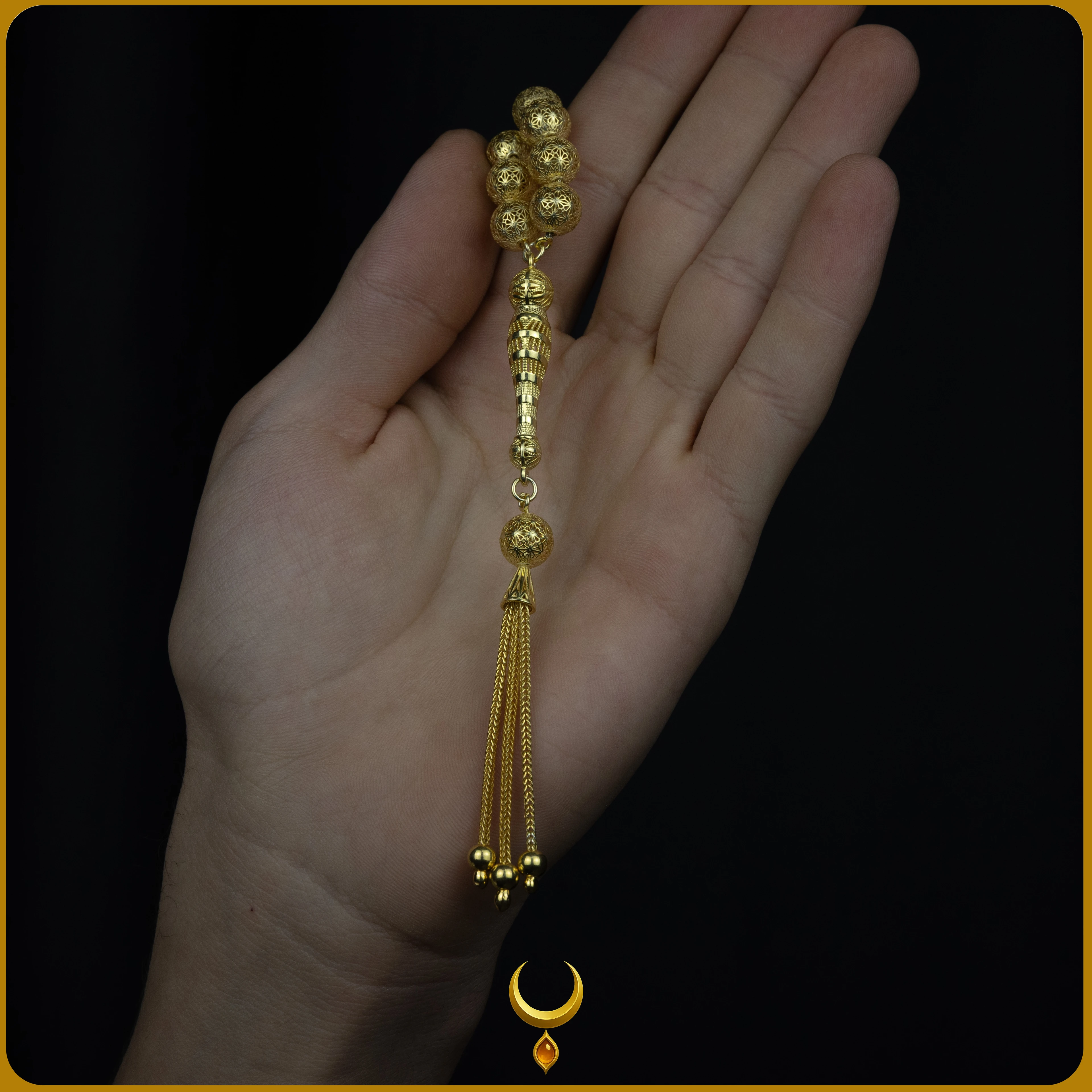 KÜRE KESİM TELKARİ MODEL GOLD 925 AYAR GÜMÜŞ TESBİH