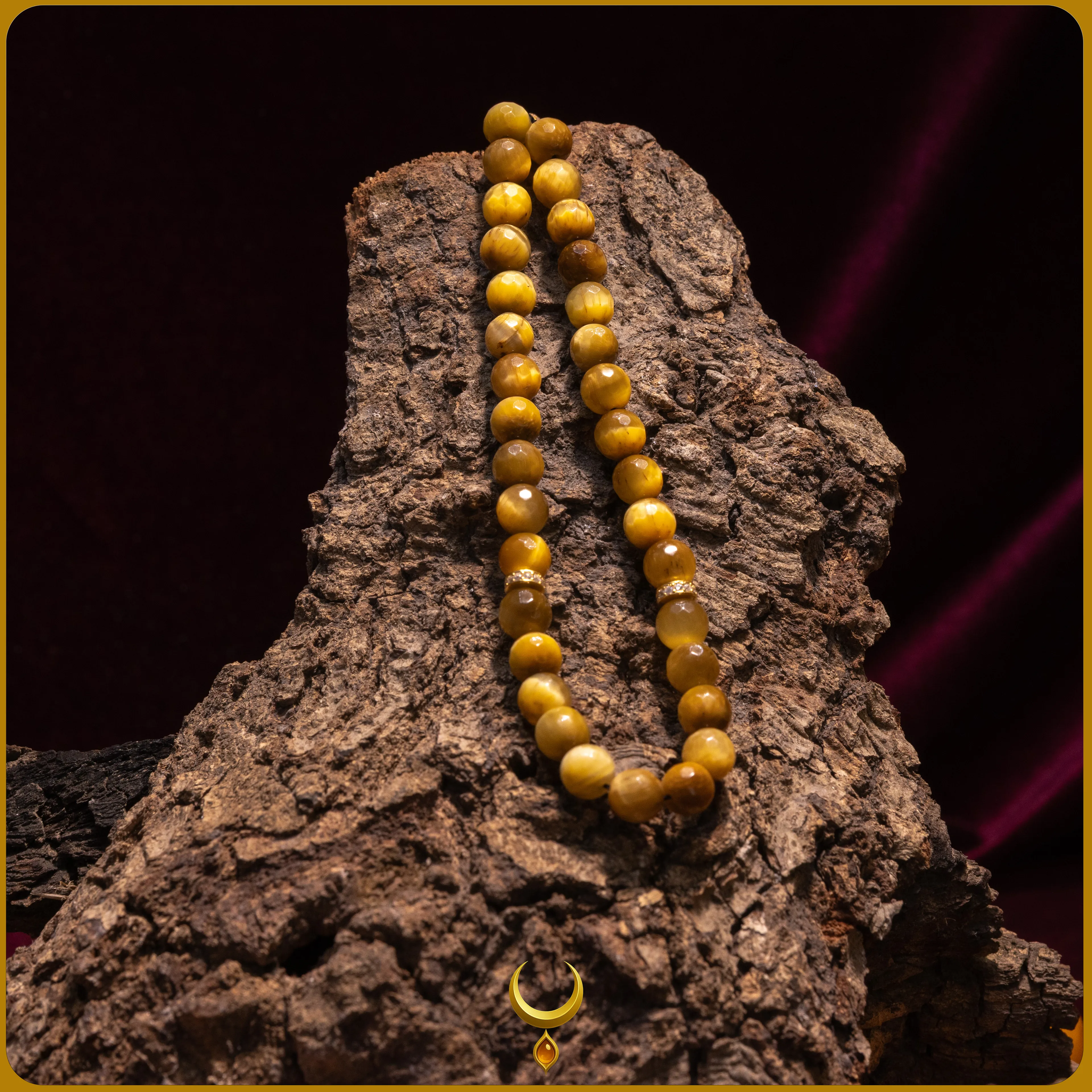 ZİRKON İŞLEMELİ 925 AYAR GOLD GÜMÜŞ PÜSKÜLLÜ KAPLAN GÖZÜ DOĞAL TAŞ TESBİH