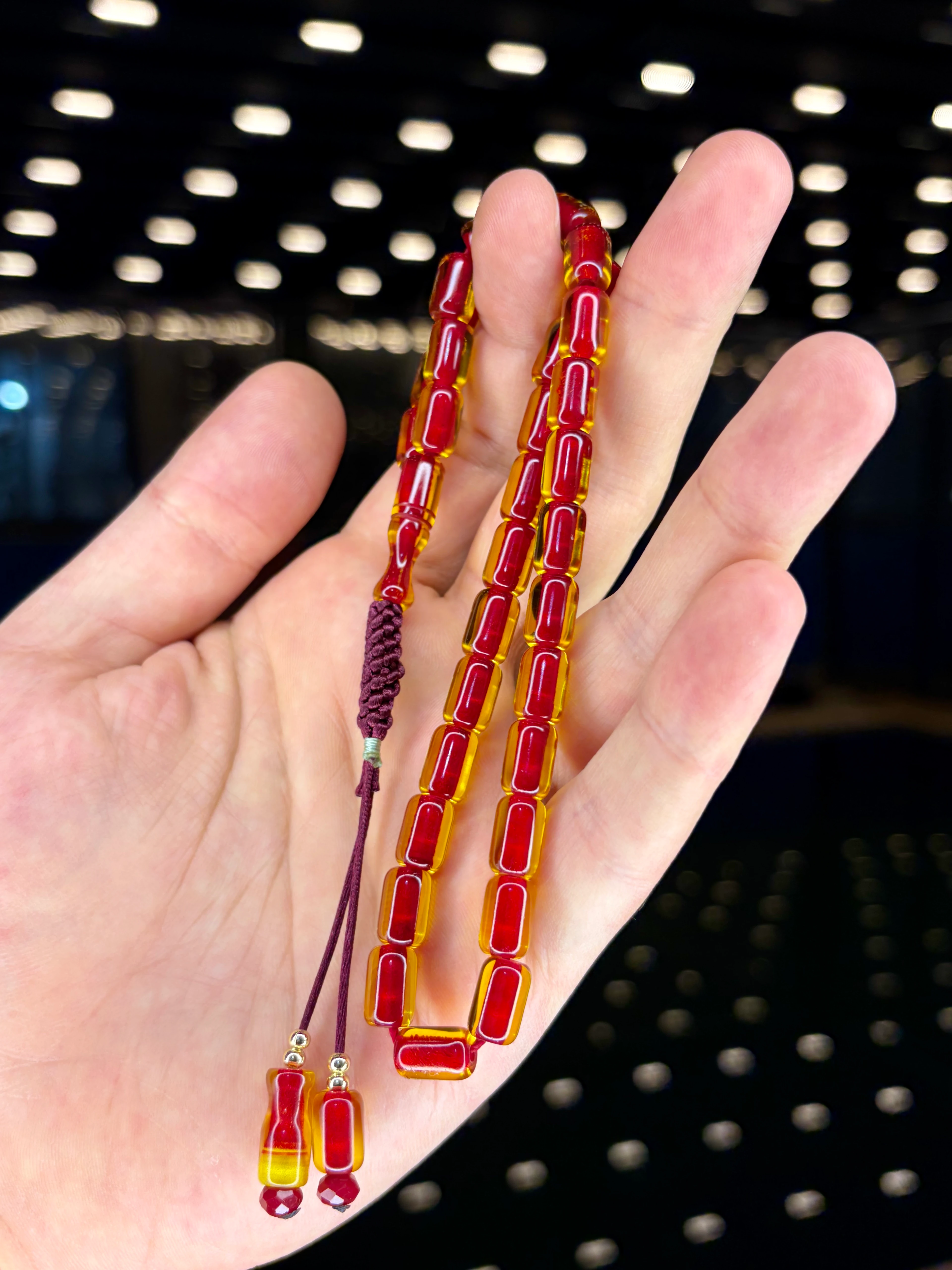 EL İŞÇİLİĞİ ÖRGÜLÜ KAPSÜL KESİM ATEŞ KEHRİBAR TESBİH