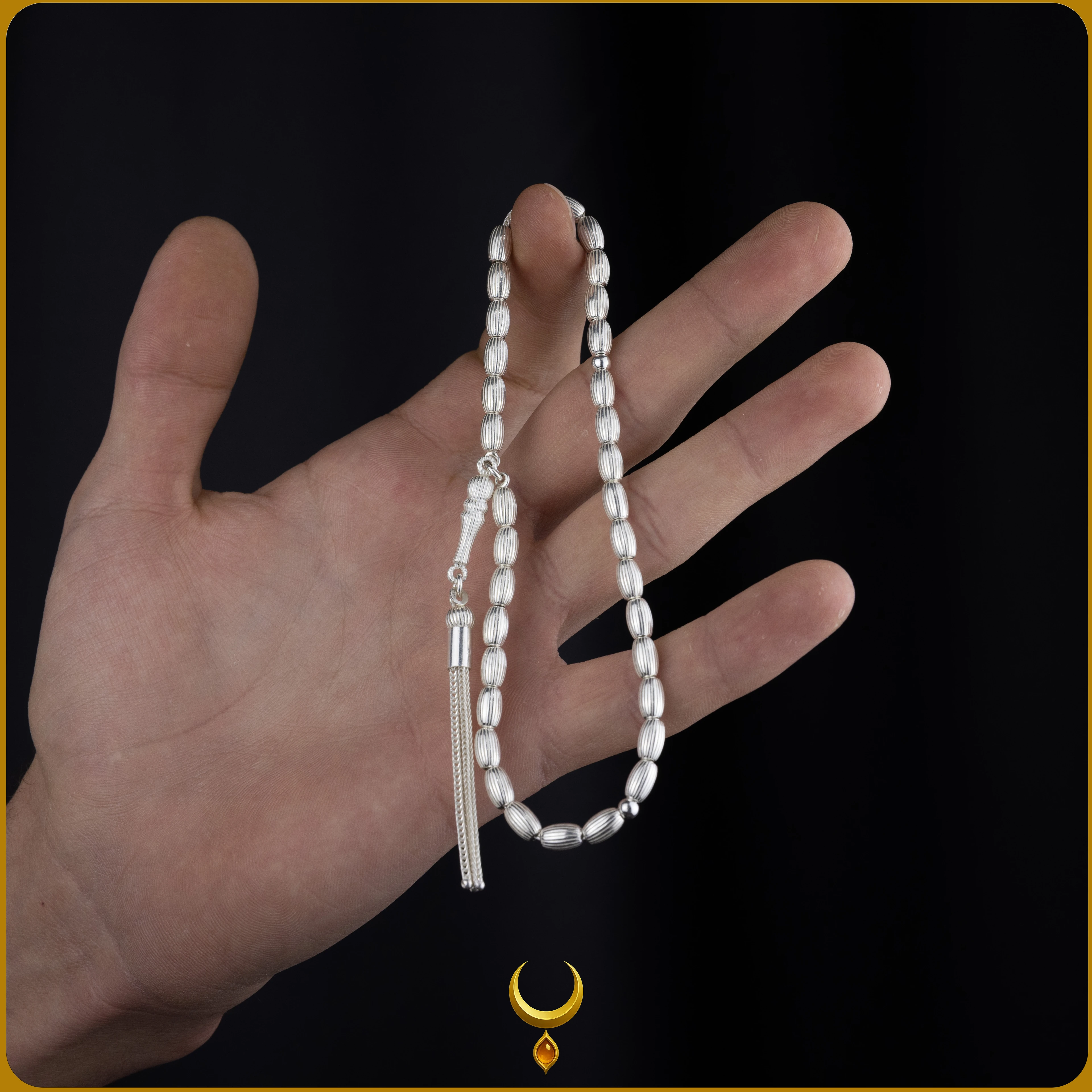 ARPA KESİM DÜZ ÇİZGİ MOTİFLİ 925 AYAR GÜMÜŞ TESBİH 