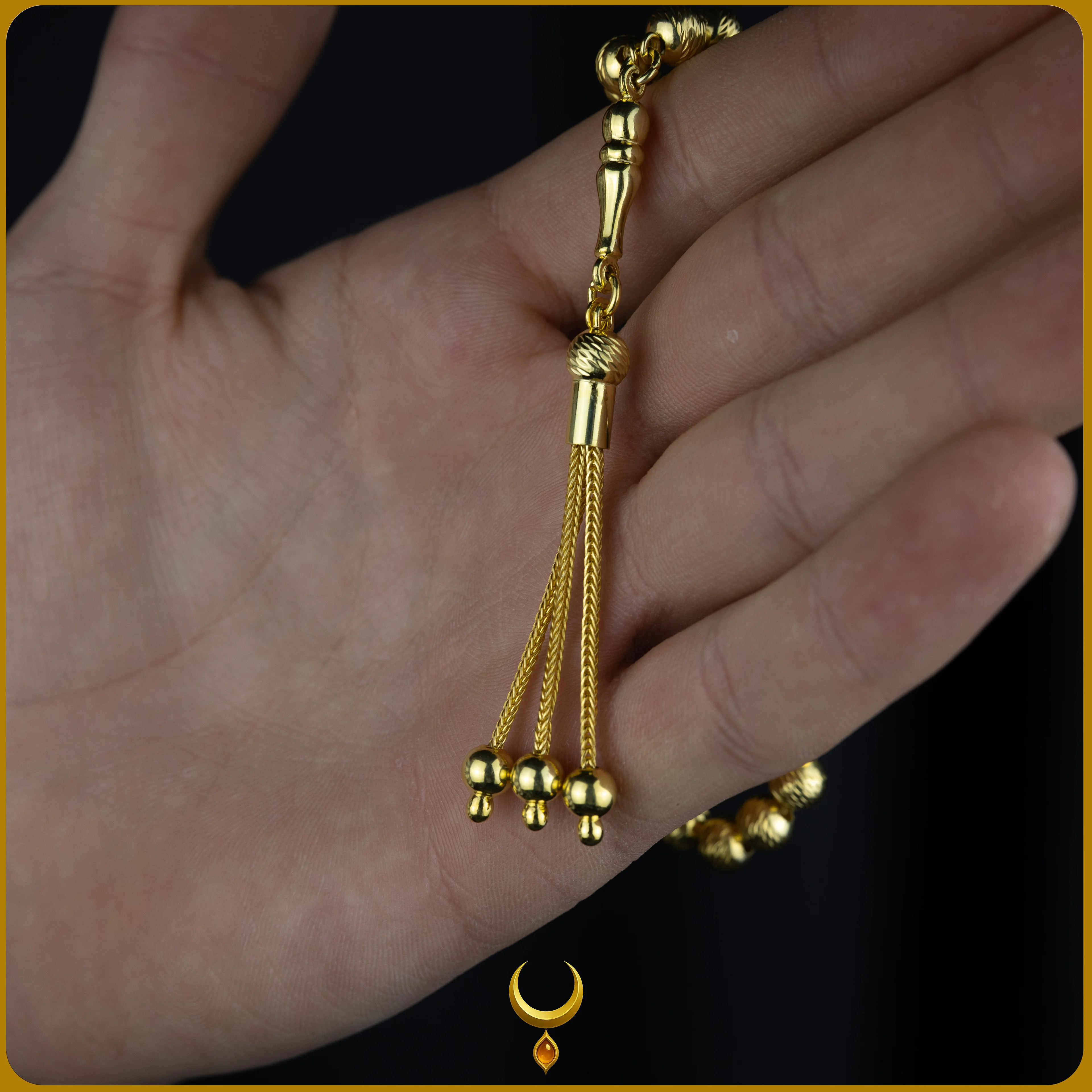 FASETA KESİM KÜRE MODEL GOLD 925 AYAR GÜMÜŞ TESBİH