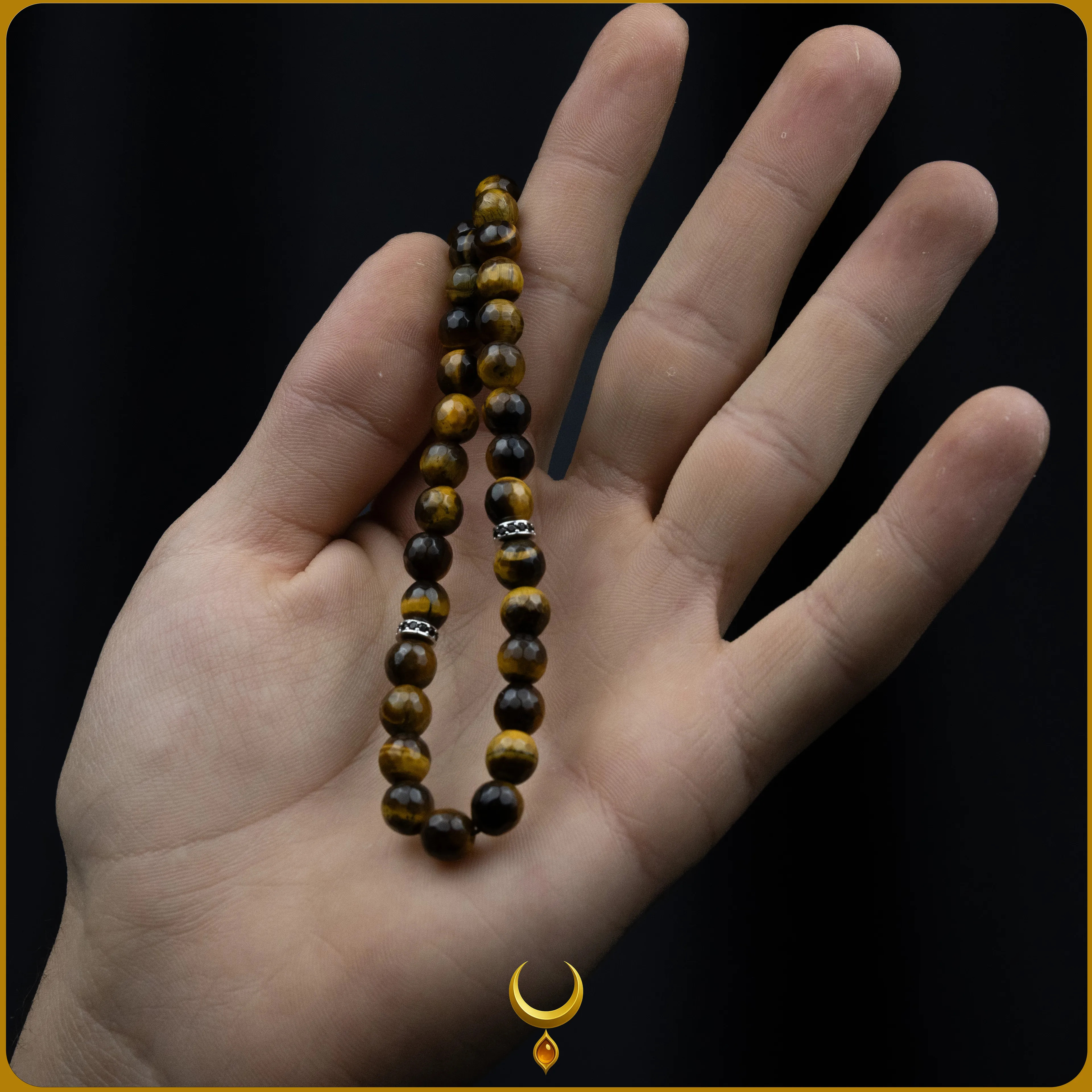 ZİRKON İŞLEMELİ 925 AYAR GÜMÜŞ PÜSKÜLLÜ KAPLAN GÖZÜ DOĞAL TAŞ TESBİH