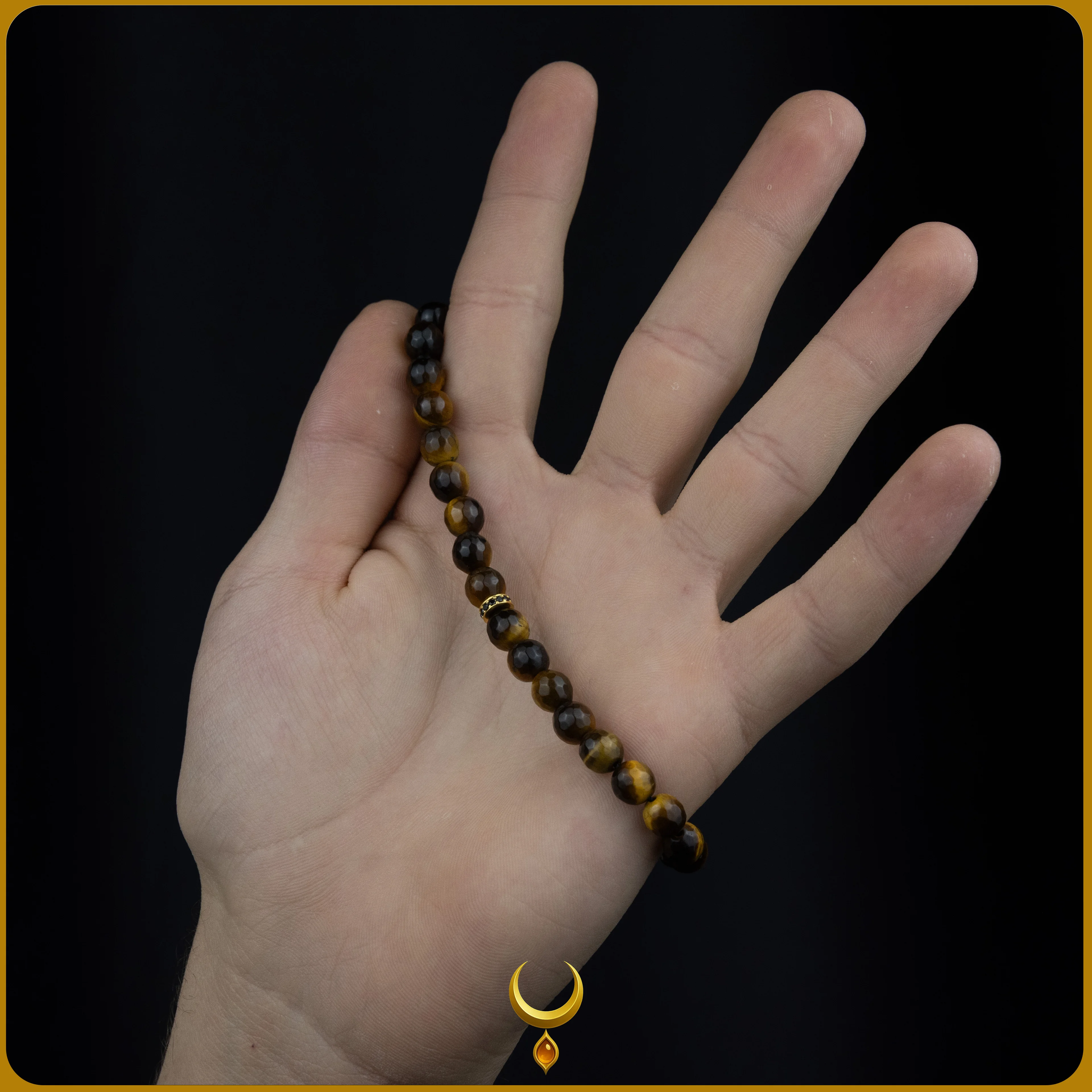 ZİRKON İŞLEMELİ 925 AYAR GOLD GÜMÜŞ PÜSKÜLLÜ KAPLAN GÖZÜ DOĞAL TAŞ TESBİH