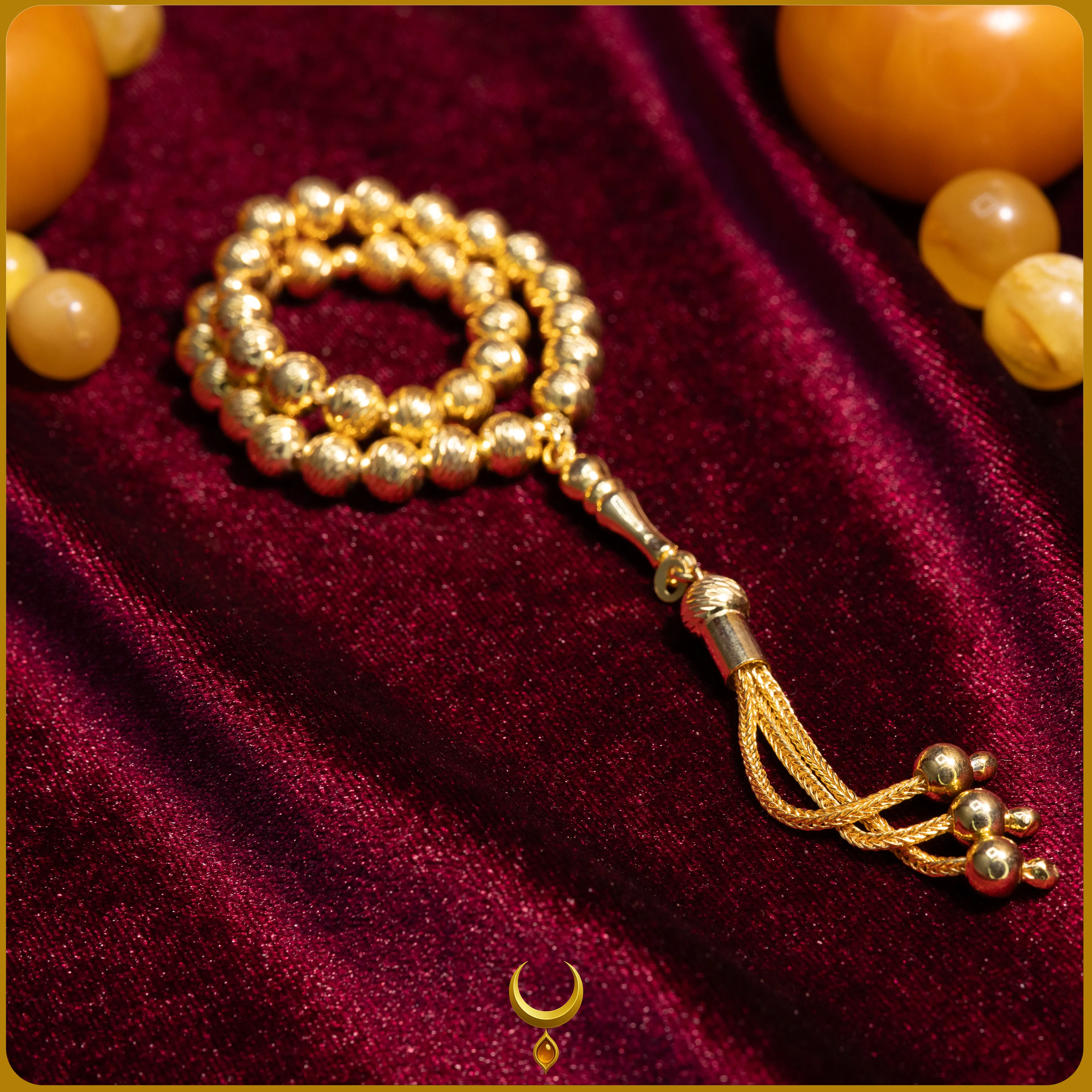 FASETA KESİM KÜRE MODEL GOLD 925 AYAR GÜMÜŞ TESBİH