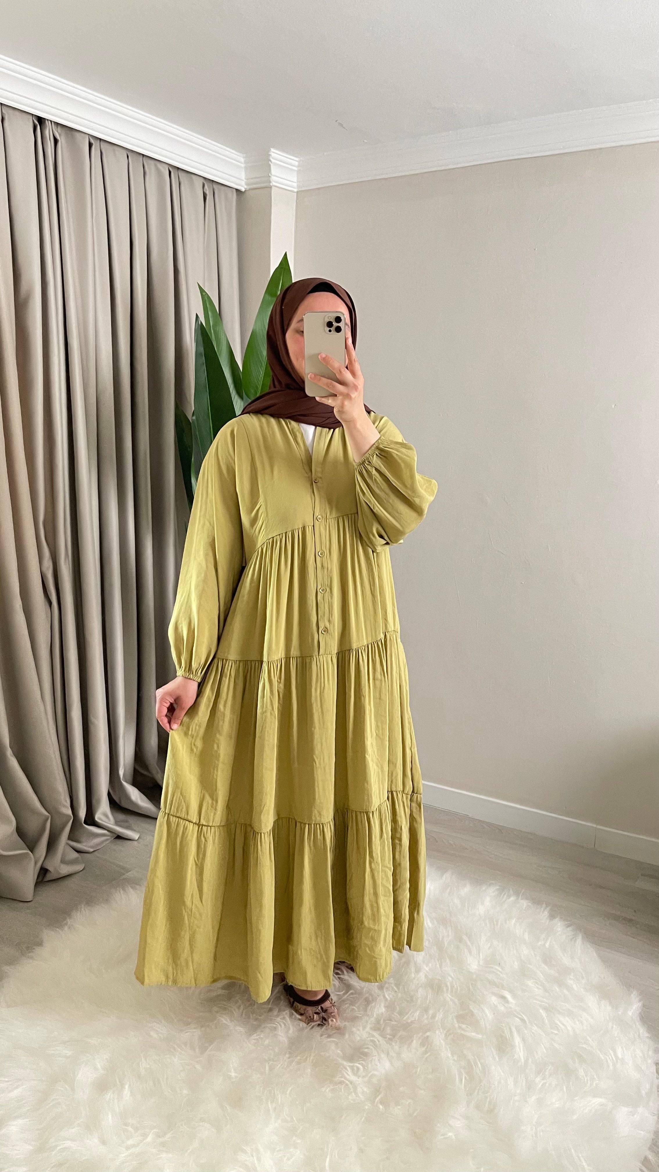 Yasemin Çiçekli - Modal Kumaş - Desenli Uzun Yazlık Elbise