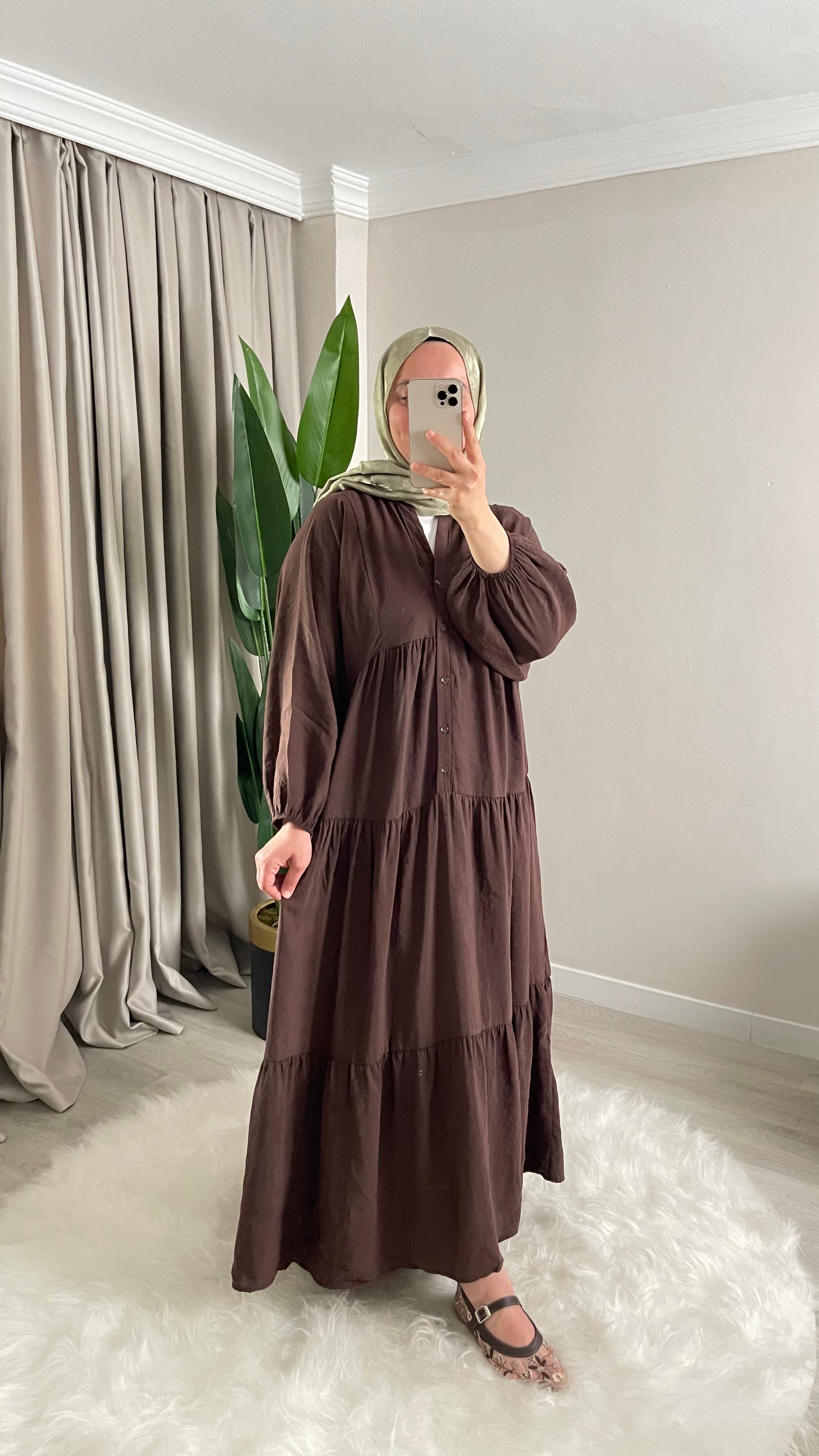 Yasemin Çiçekli - Modal Kumaş - Desenli Uzun Yazlık Elbise