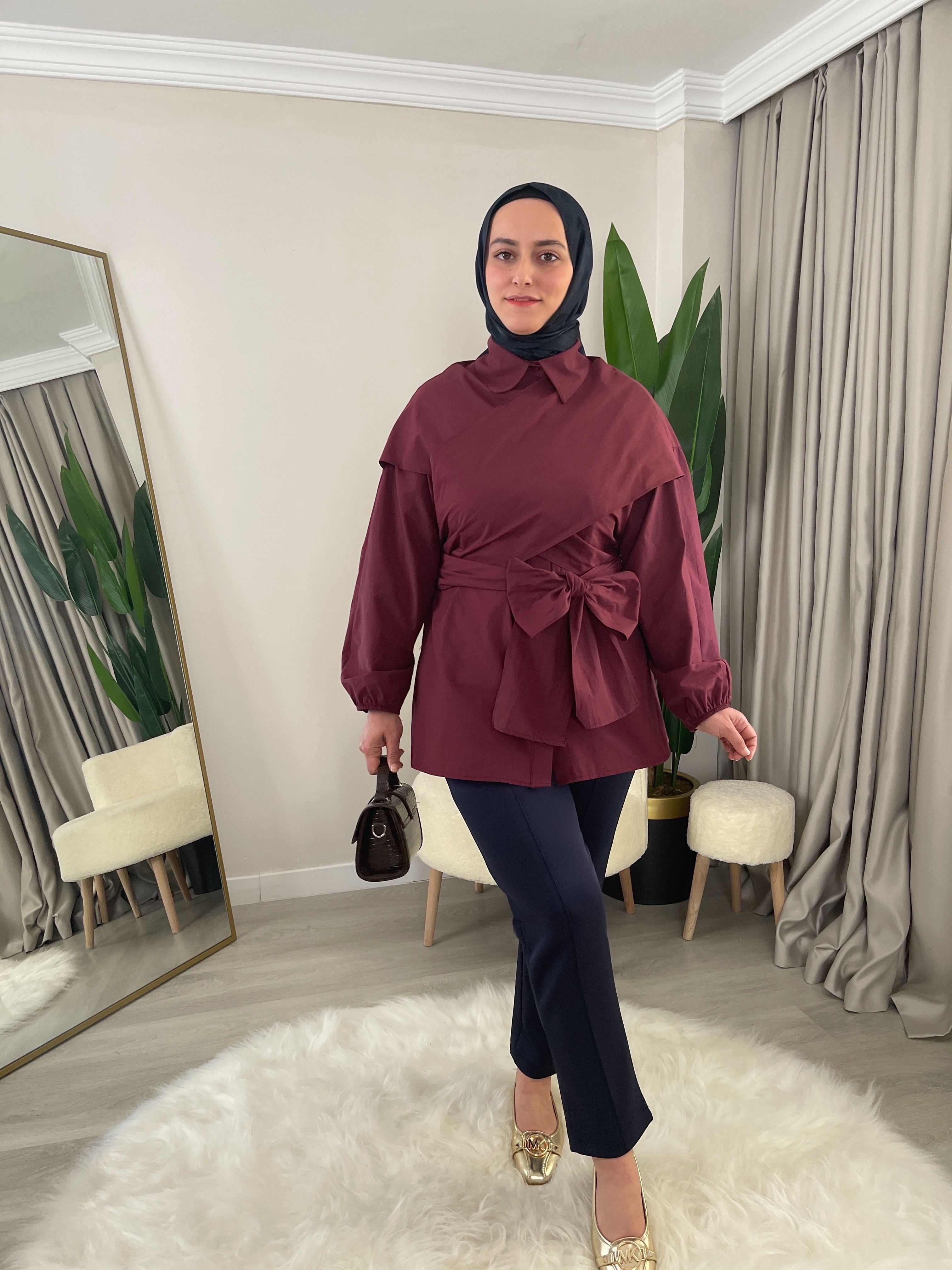 Banu Çapraz Bağlamalı Poplin Gömlek