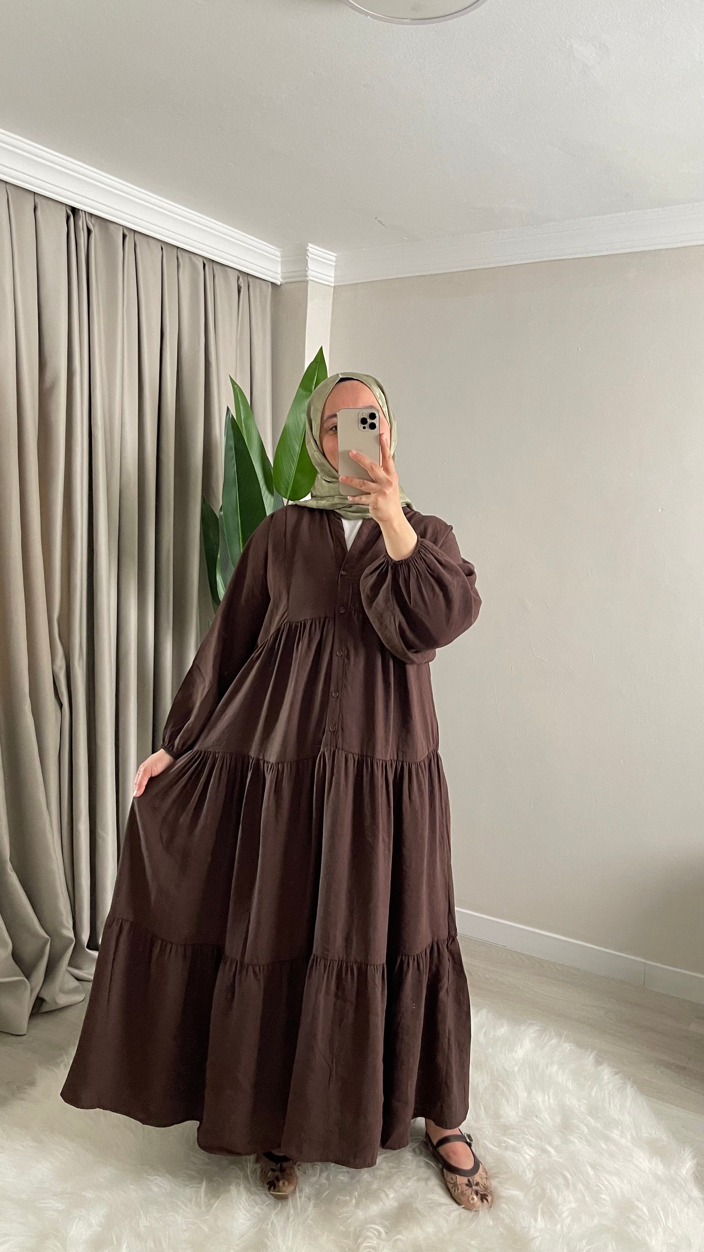 Yasemin Çiçekli - Modal Kumaş - Desenli Uzun Yazlık Elbise