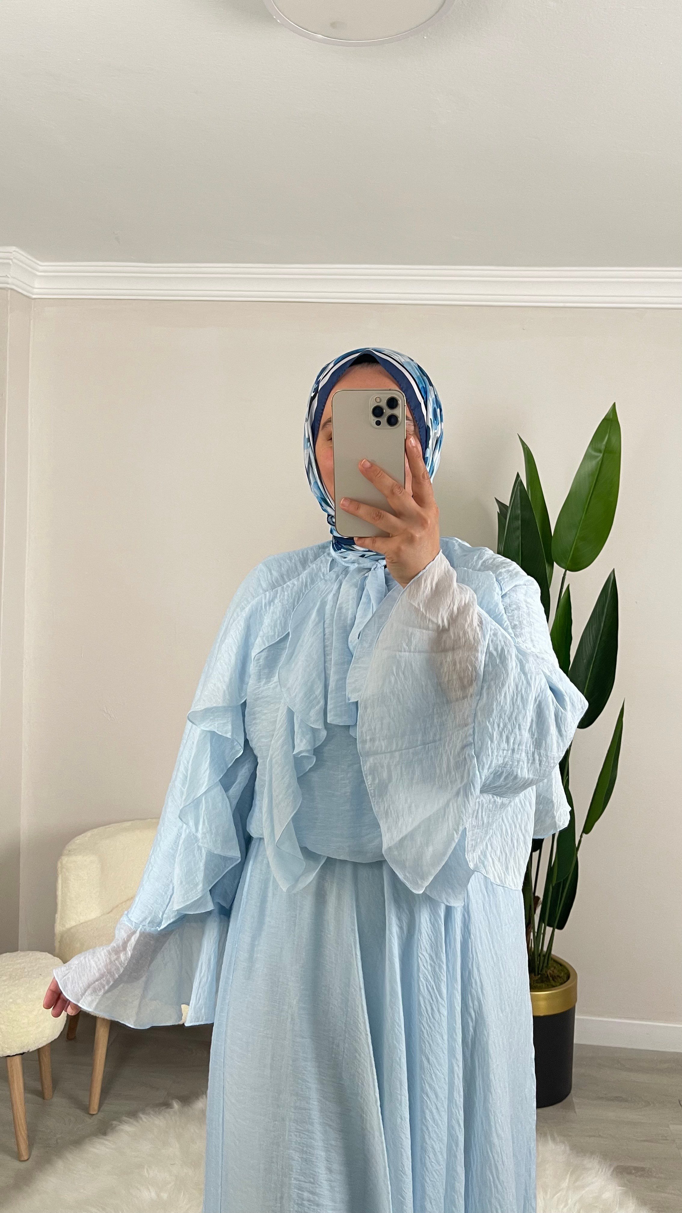 DİANA Fırfırlı Şifon Kumaş İkili Etekli Takım