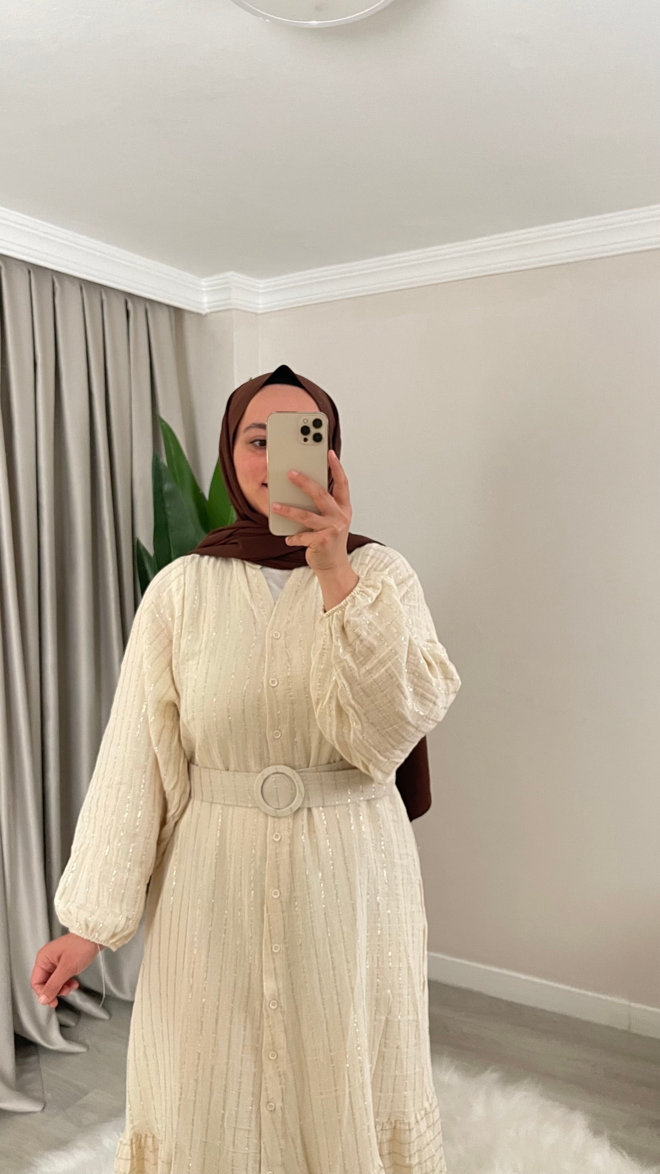 BERRAK Müslin Kumaş Kemerli Elbise