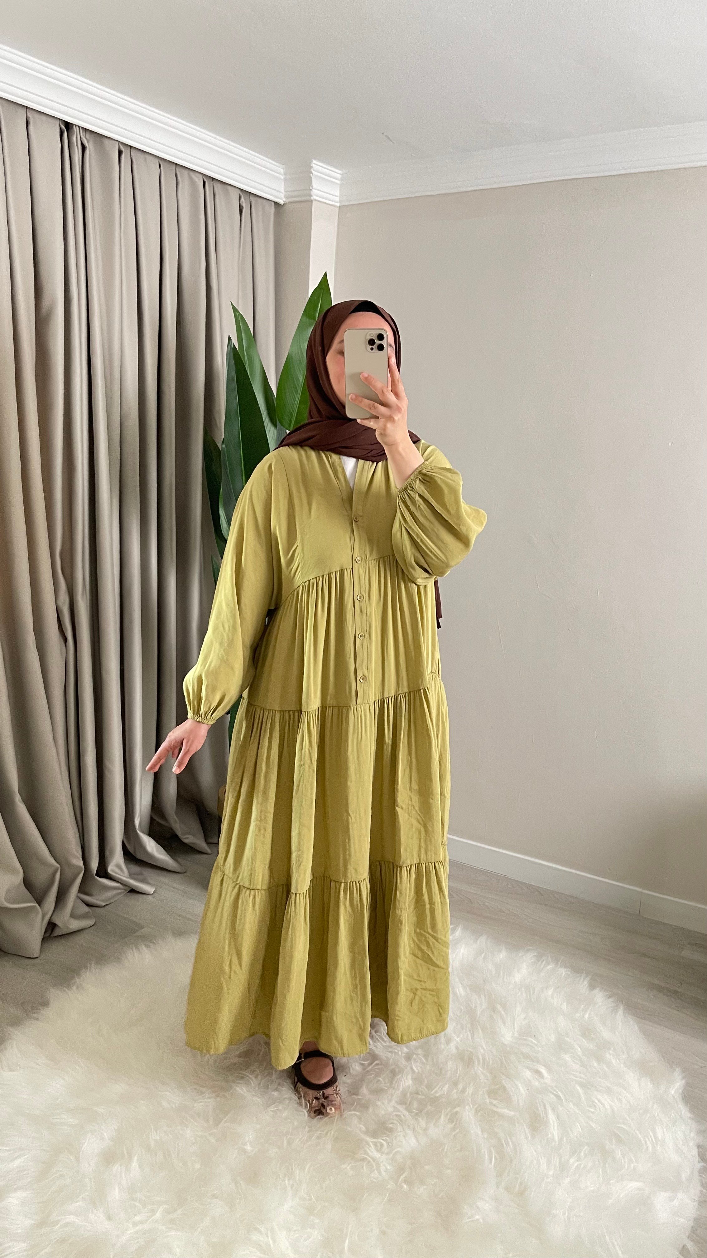 Yasemin Çiçekli - Modal Kumaş - Desenli Uzun Yazlık Elbise
