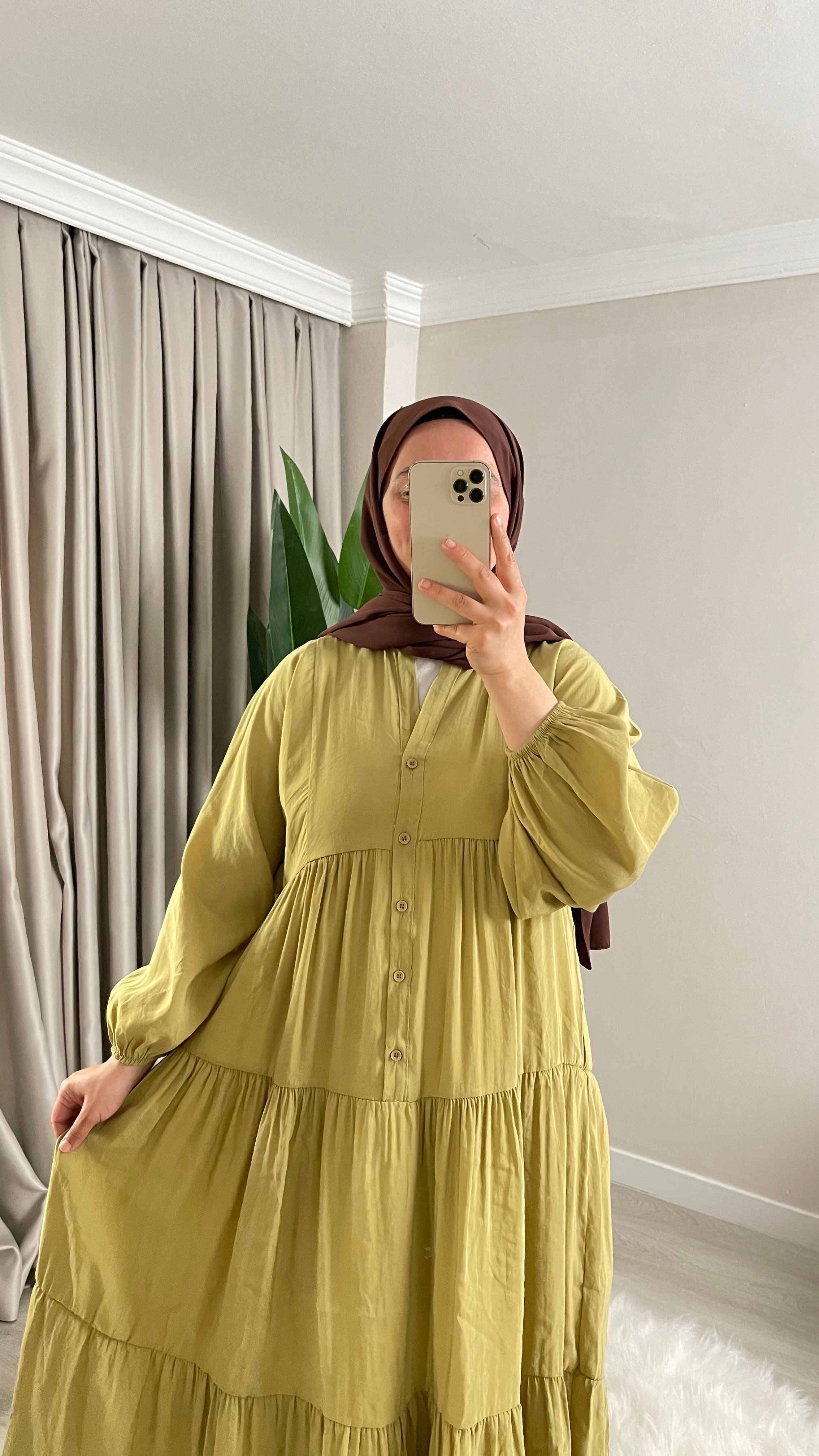 Yasemin Çiçekli - Modal Kumaş - Desenli Uzun Yazlık Elbise