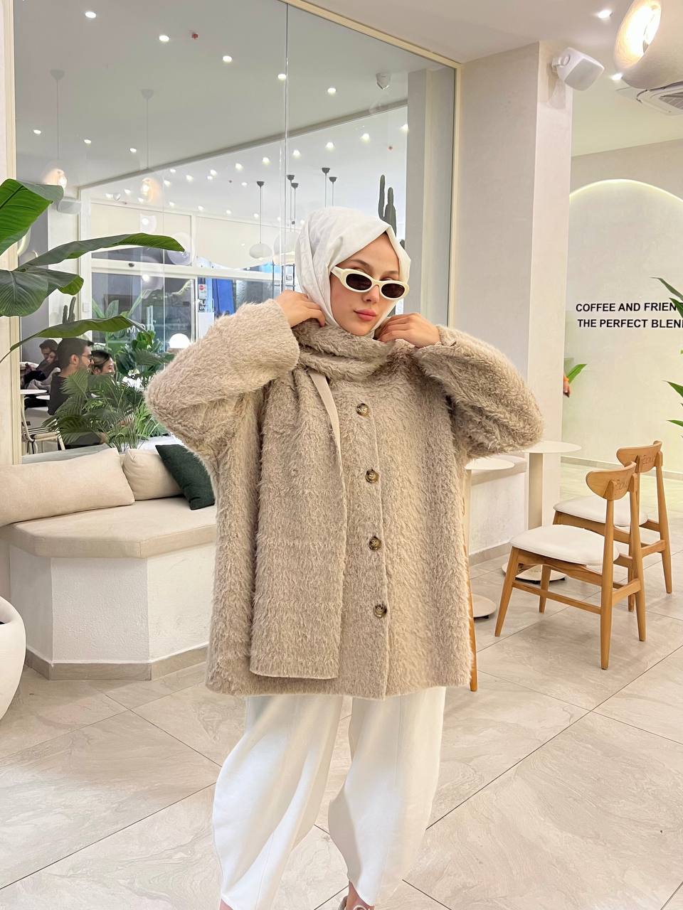 DAİSY Atkılı Düğmeli Pelüş Angora Ceket Hırka