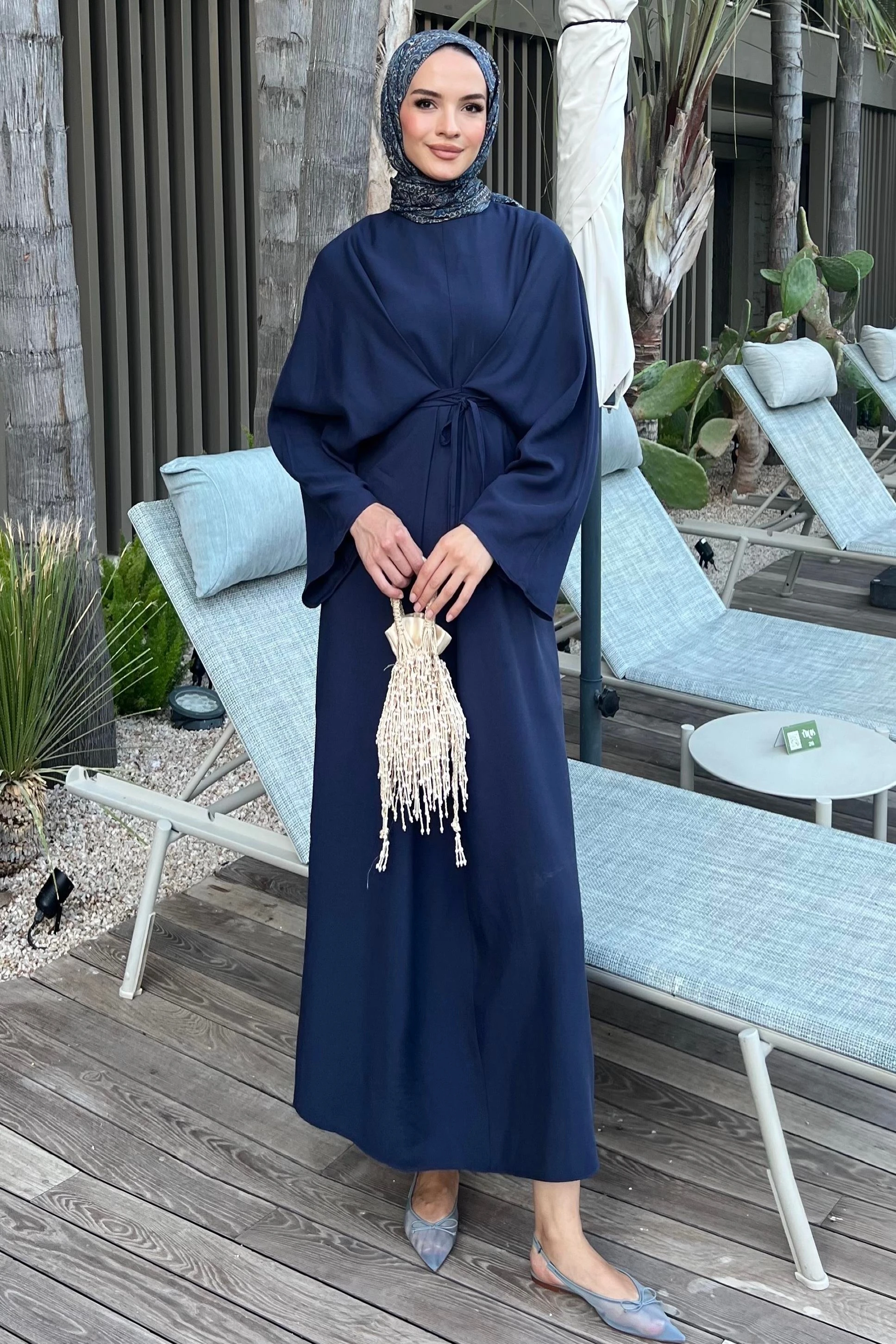 DİDEM Kruvaze Bağcık Detaylı Tensel Kumaş Elbise