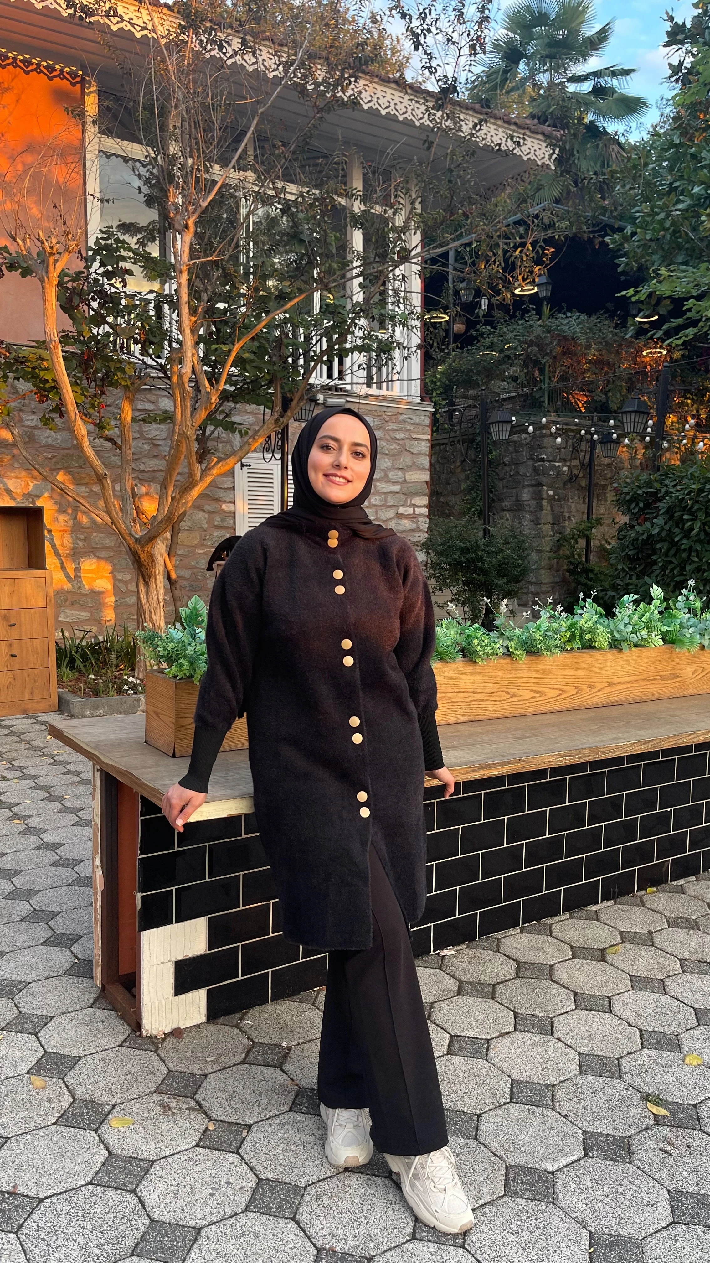 BEGÜM Kadın Uzun Düğmeli Triko Ceket Hırka