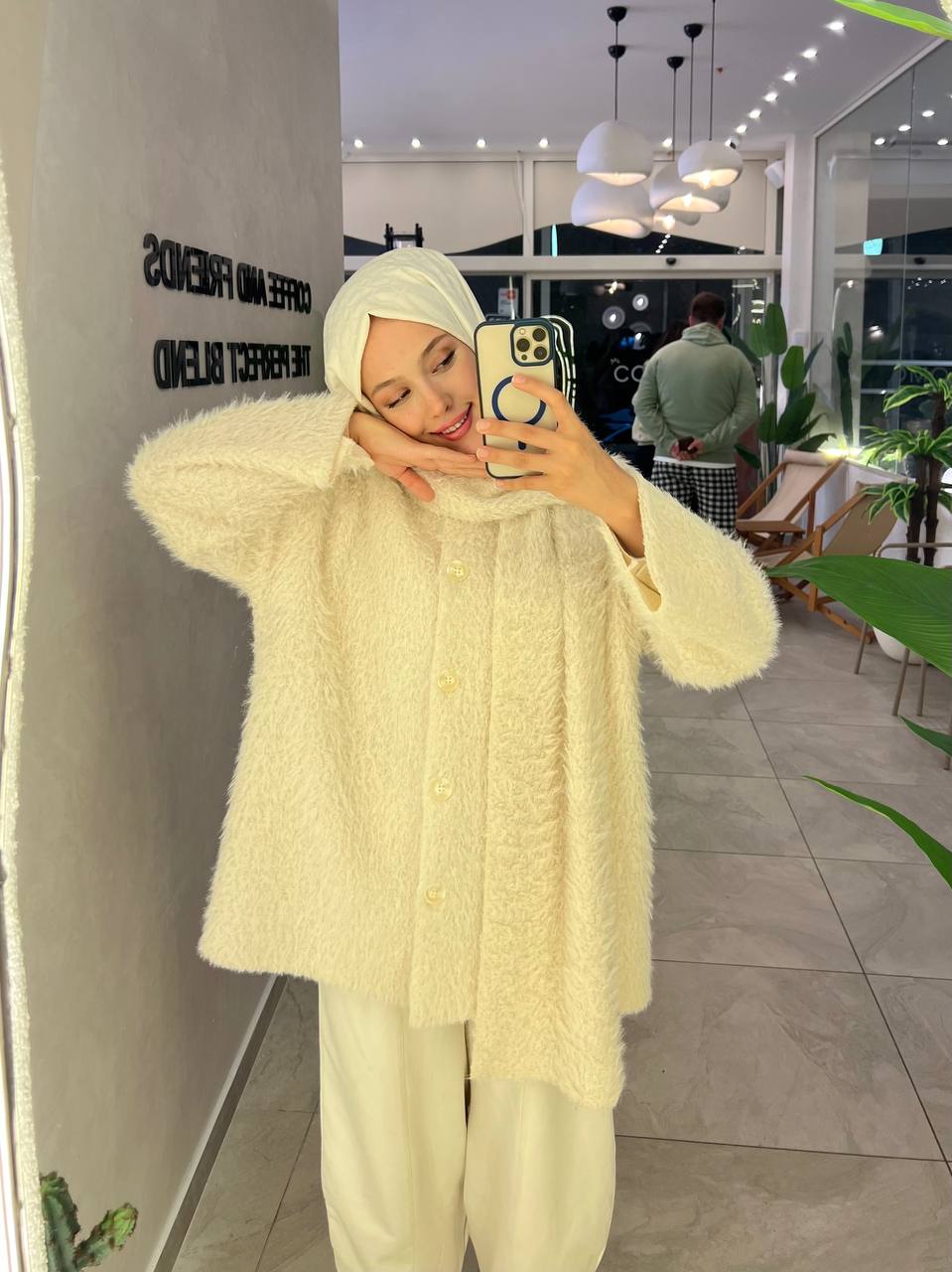DAİSY Atkılı Düğmeli Pelüş Angora Ceket Hırka