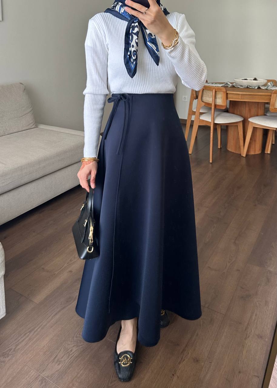 OLİVİA Asimetrik Kesim Anvelop Scuba Bağlamalı Etek