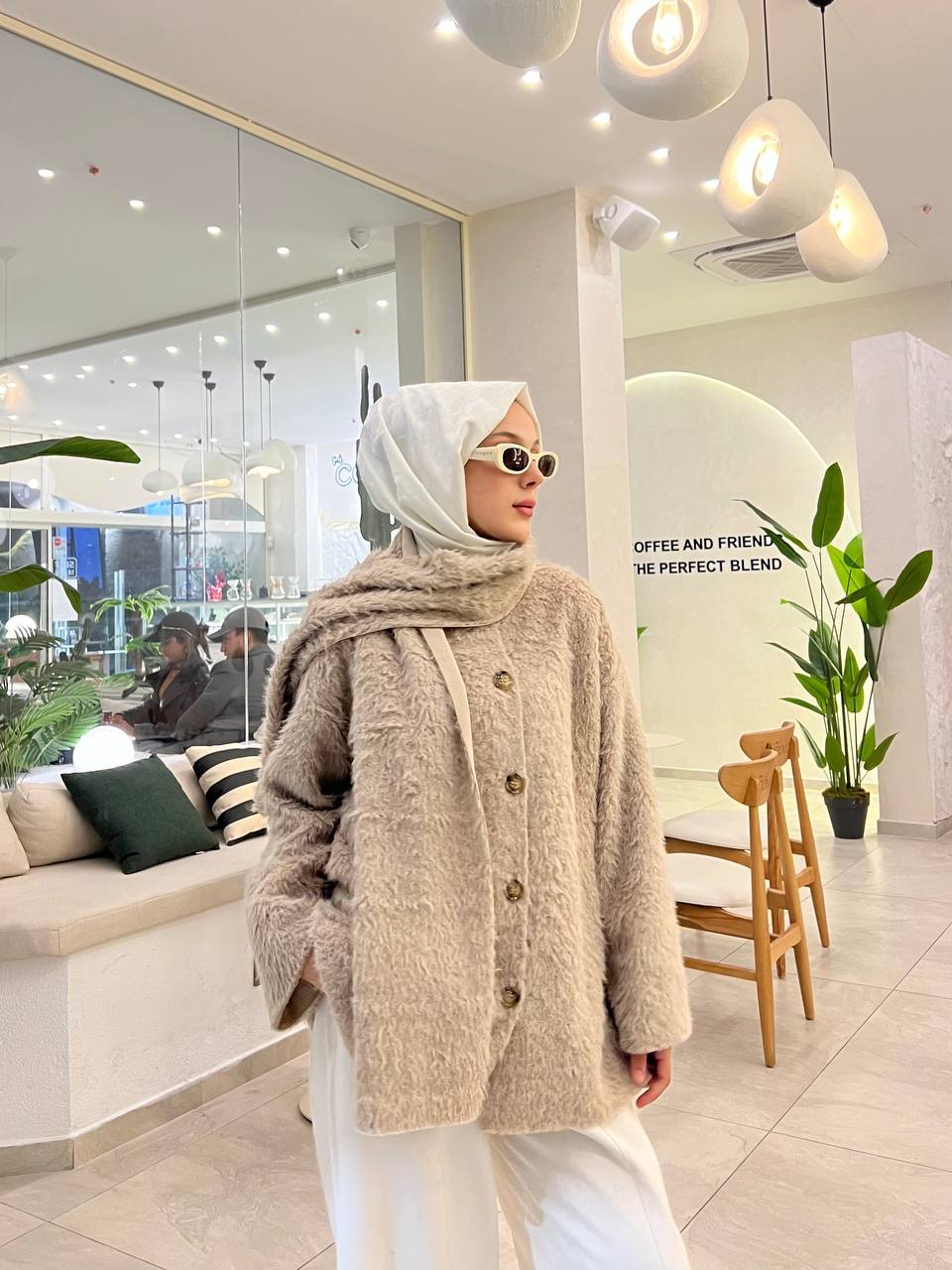 DAİSY Atkılı Düğmeli Pelüş Angora Ceket Hırka