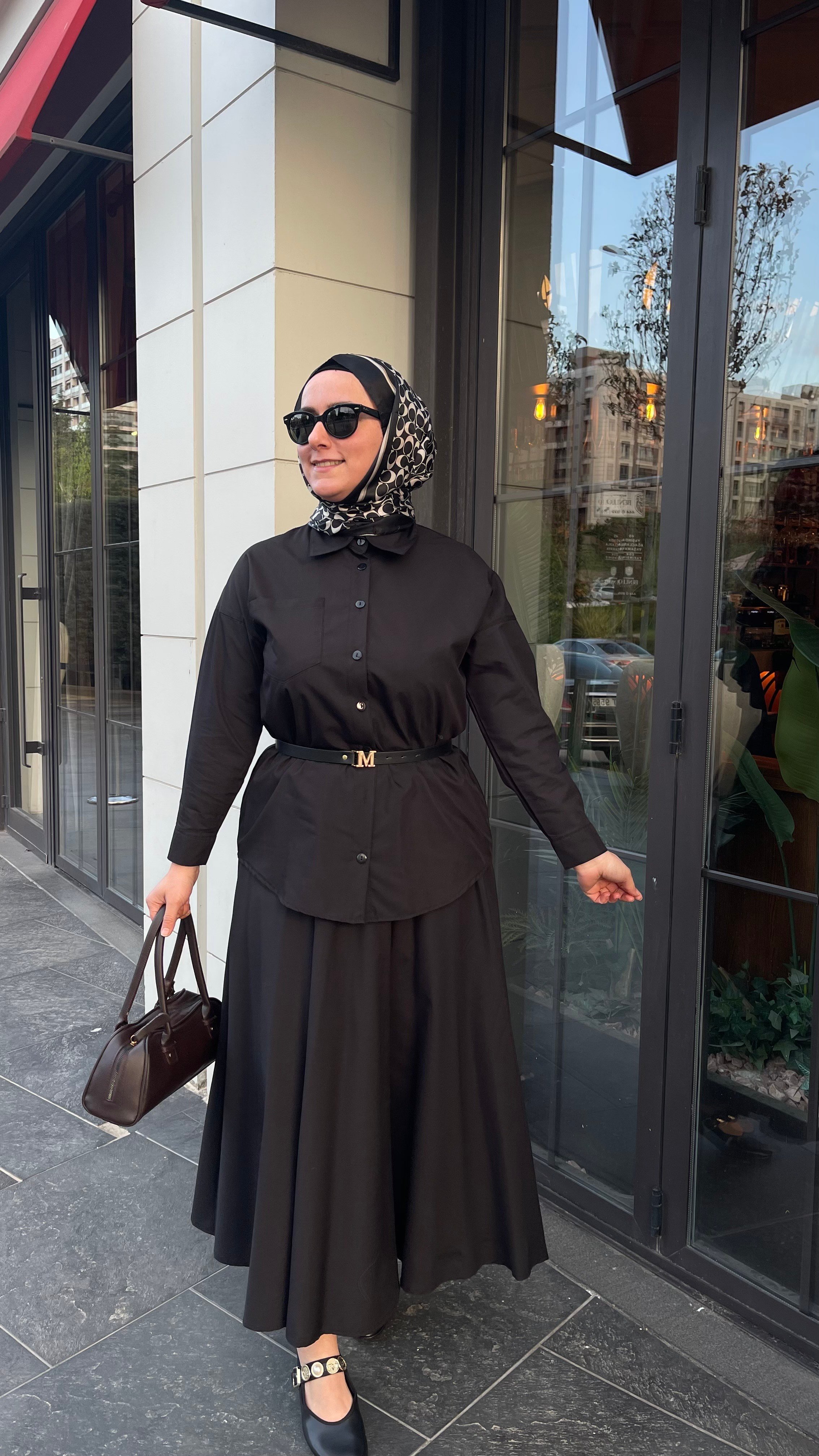Melike Etekli Poplin İkili Takım - Siyah