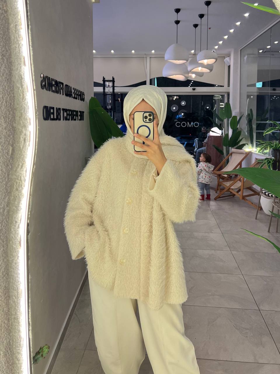 DAİSY Atkılı Düğmeli Pelüş Angora Ceket Hırka - ekru