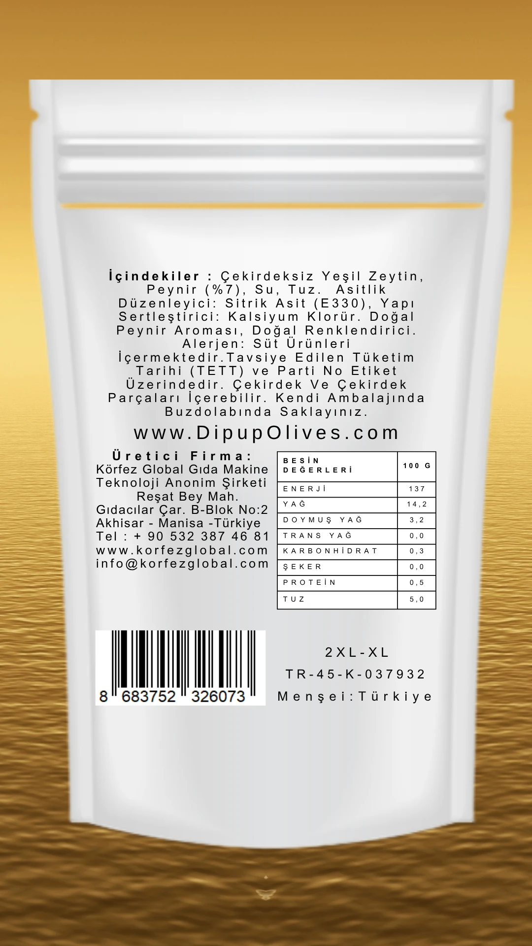 100 GR DOYPACK PEYNİRLİ DIPUP ZEYTİN